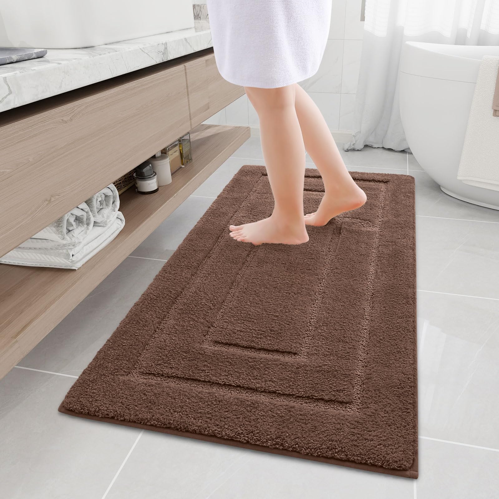 Buganda Bathroom Rugs, 47'' X 24'', Soft And Absorbent Microfiber Bath Rugs, Non-Slip Shaggy Bath Carpet, Machine Wash Dry Bath