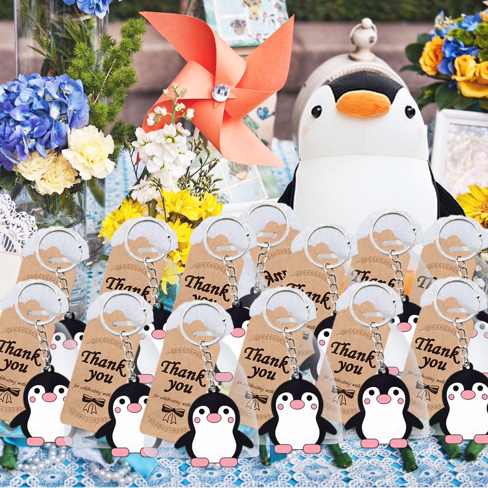 Elecrainbow 40 Pack Penguin Keyring Pack Party Favor For Penguin Lover, Guest Return Gift, Animal Themed Party, Baby Shower, Bir