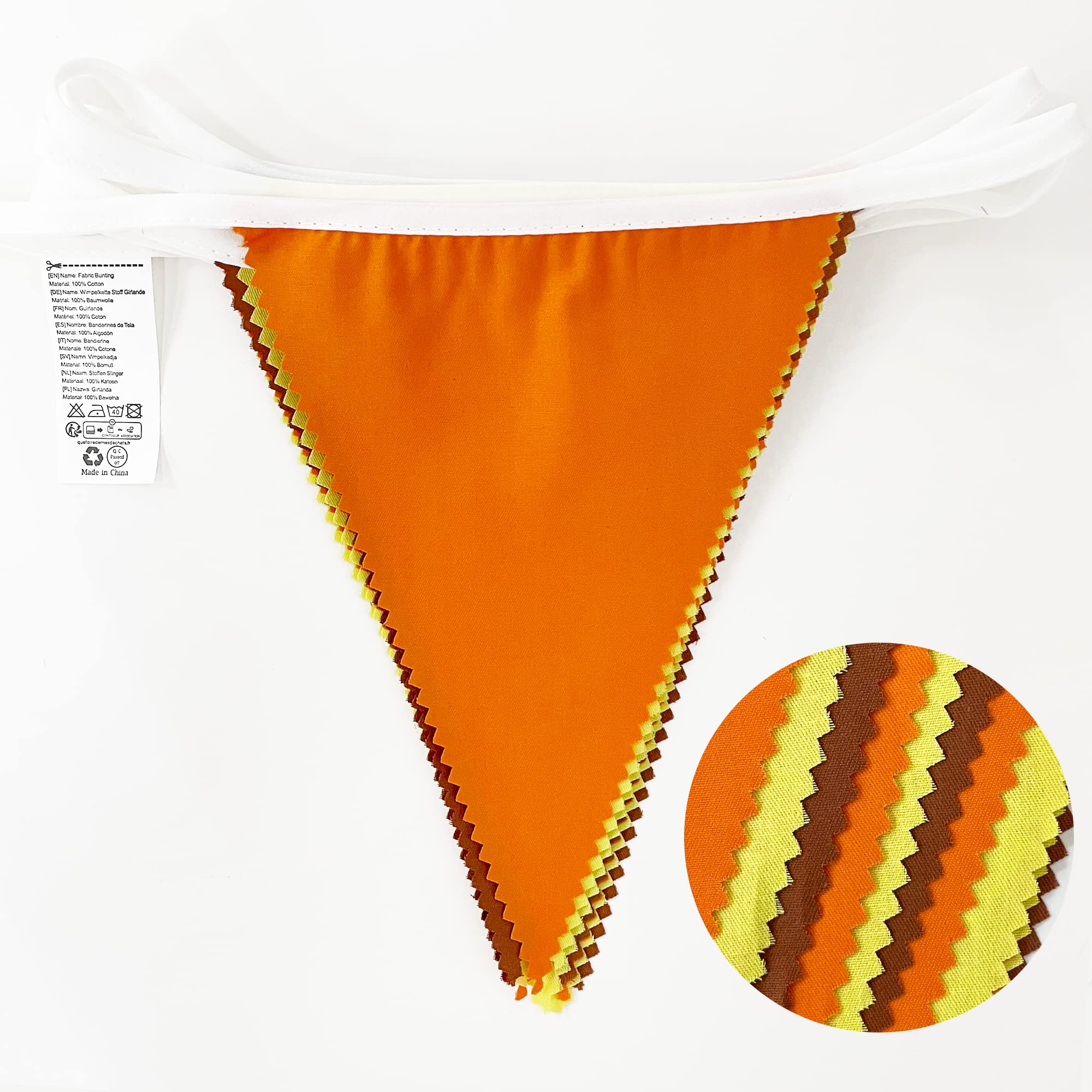 32Ft Orange Yellow Brown Fall Pennant Banner Fabric Triangle Flag Bunting Garland For Autumn Thanksgiving Wedding Birthday Outdo