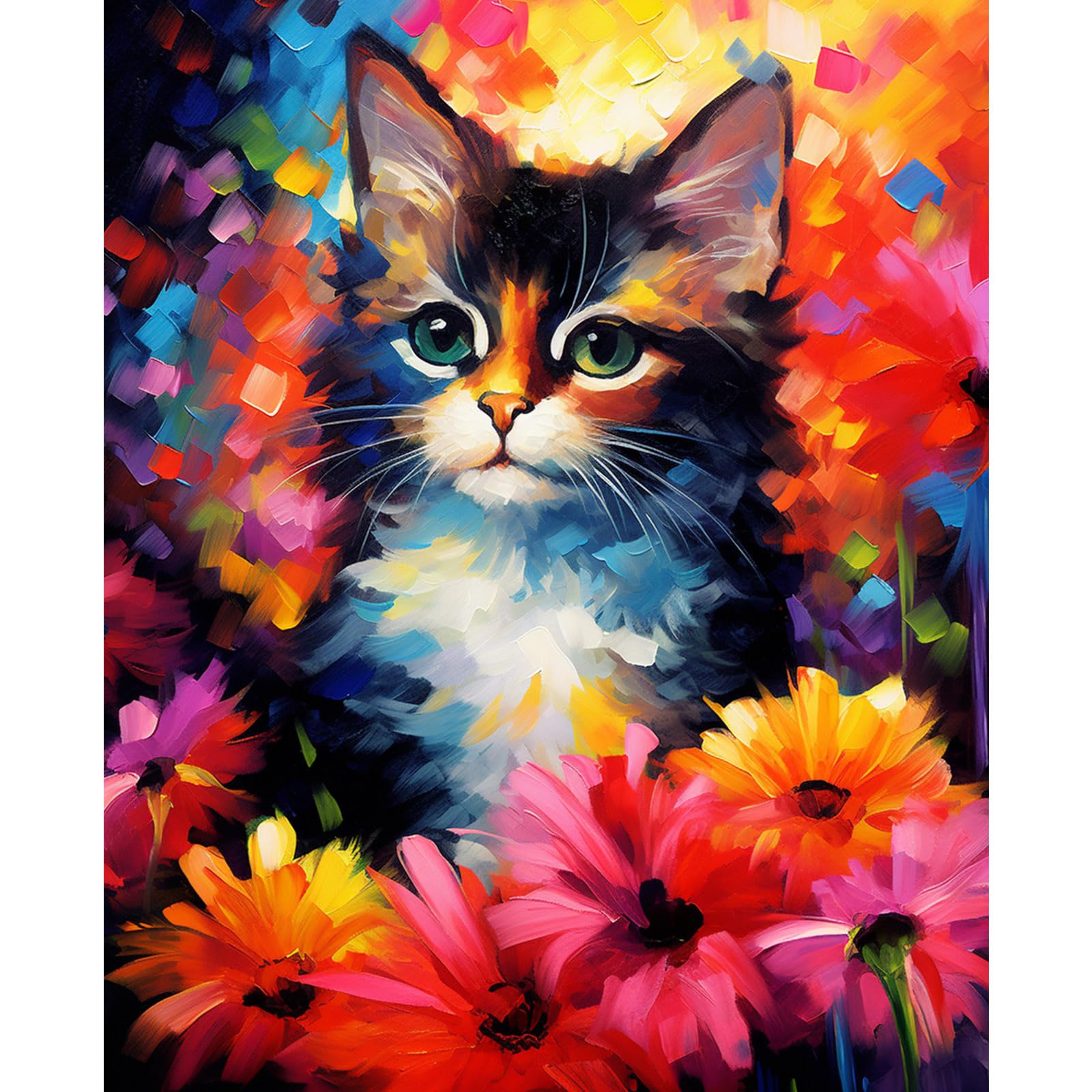 Tucocoo Cute Cat Paint By Number For Adults, Diy Digital Oil Painting Kits On Canvas With Brushes And Acrylic Pigment, Abstract