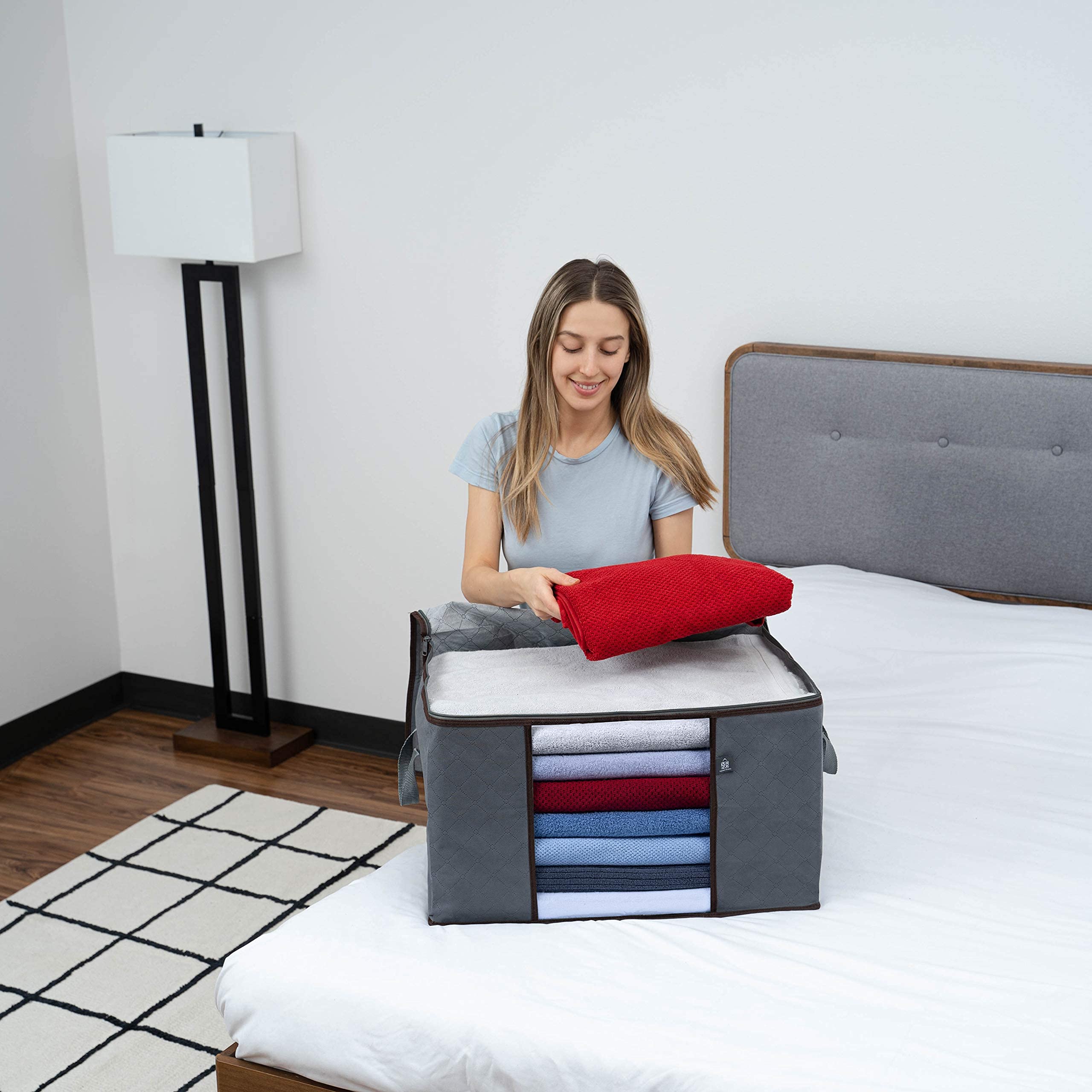 VENO 3 Pack Extra Large Clothes Storage Bag Organizer with Reinforced Handle Thick Fabric for Comforters, Blankets, Bedding, Fol