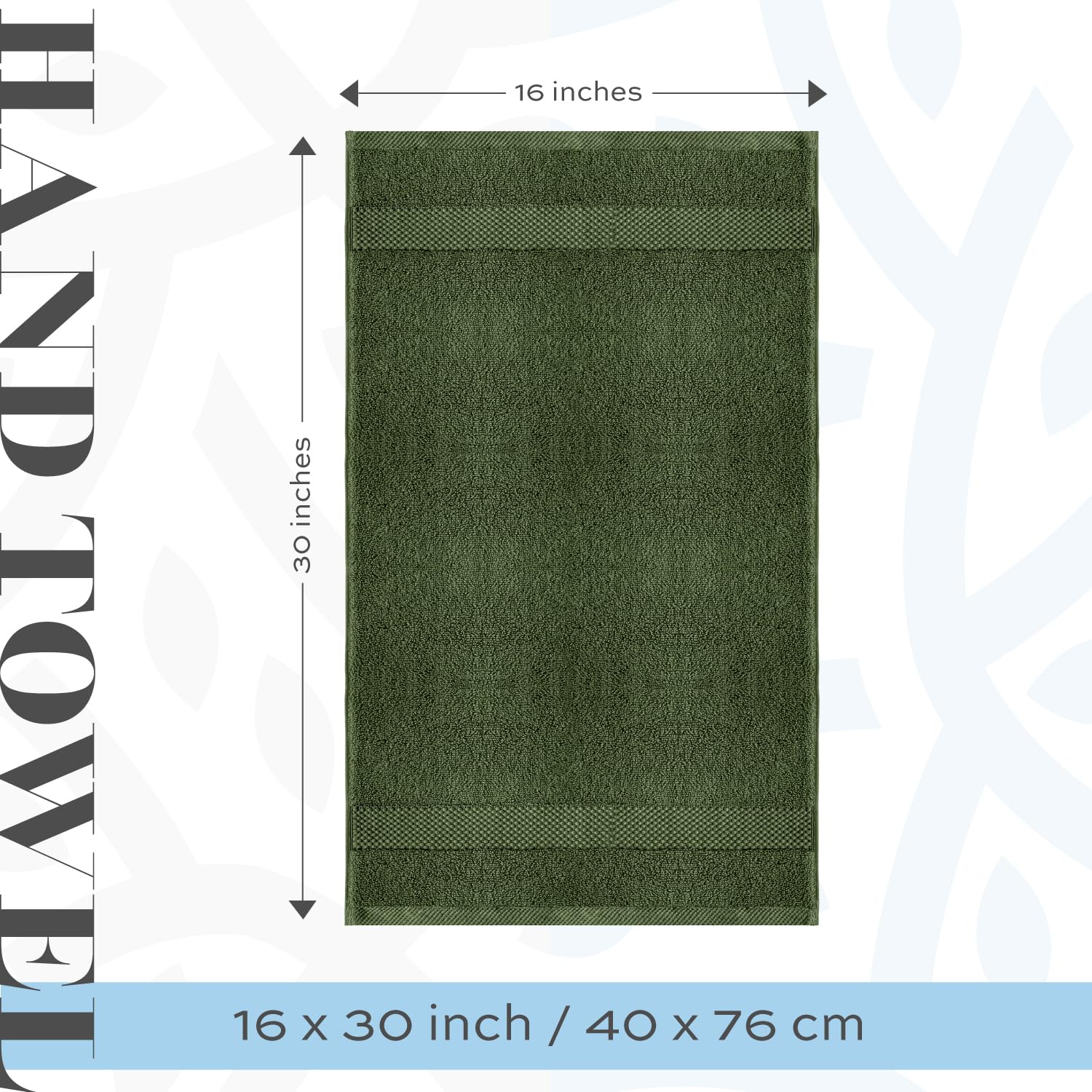 White Classic Luxury Hand Towels for Bathroom-Hotel-Spa-Kitchen-Set - Circlet Egyptian Cotton - 16x30 Inches - Set of 6 (Forest Green)