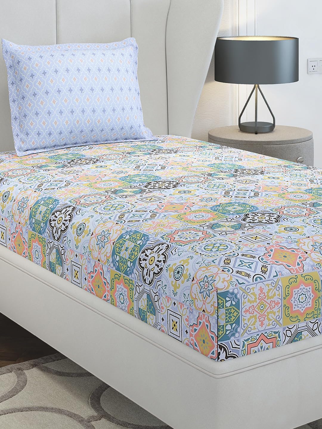 Monte Carlo Multi Printed Single 144 Tc 1 Bedsheet With 1 Pillow Cover 2