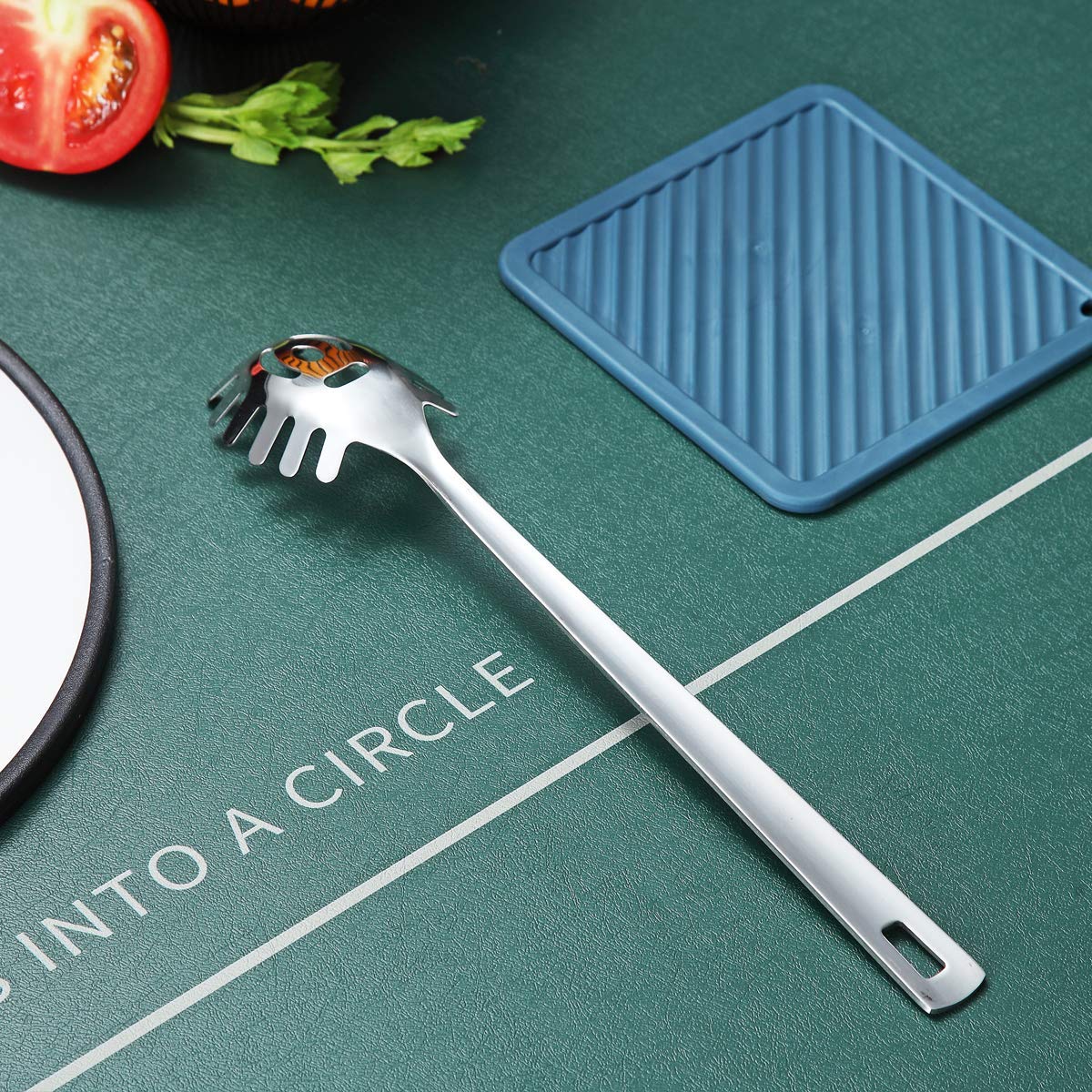 Spaghetti Spoon, Berglander Pasta Server, Stainless Steel Pasta Spoon, Pasta Fork, Noddle Fork, Heat Resistant, Dishwasher Safe,