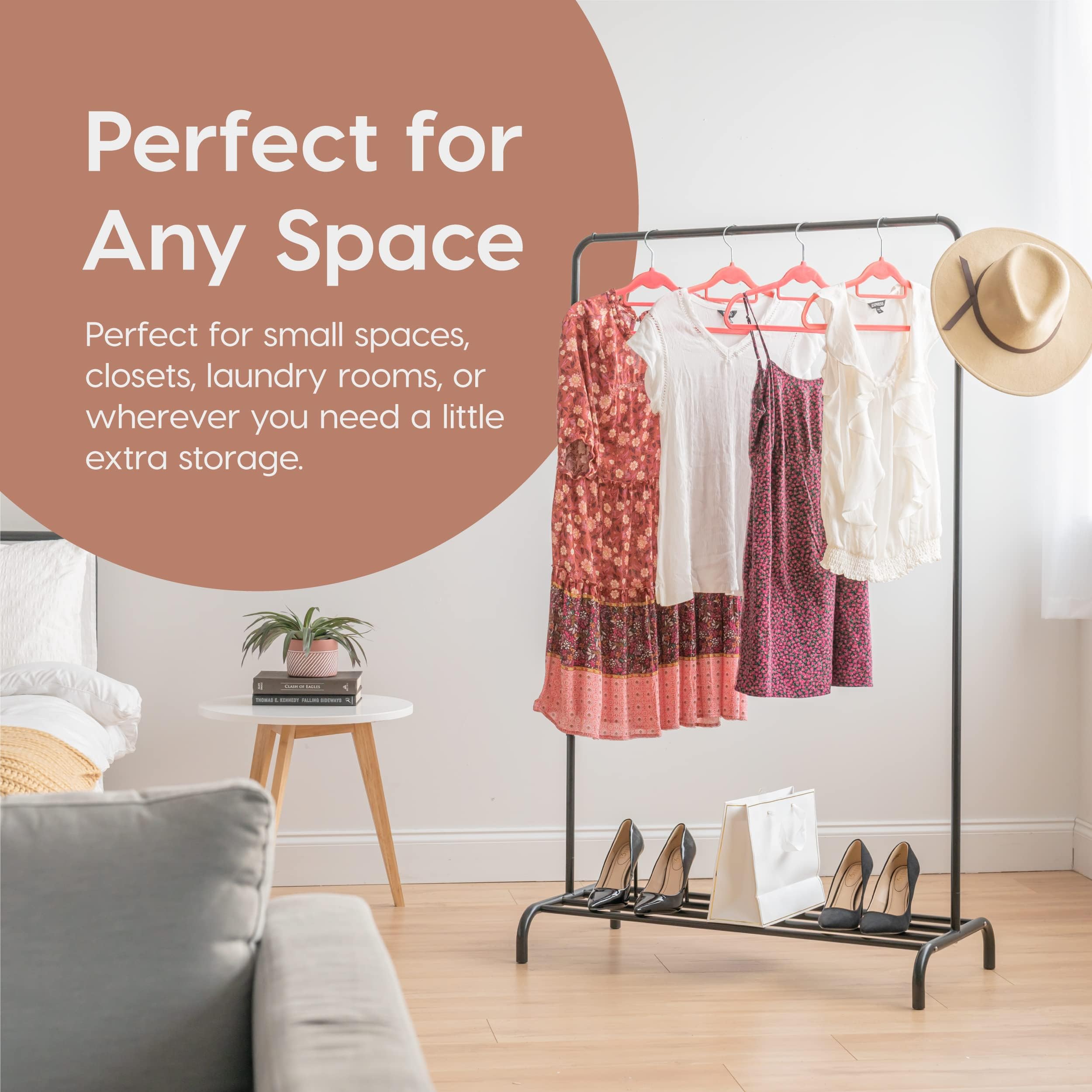 Iris Usa Clothes Rack With 1 Metal Shelf With Extra Adjustable Hanger Rod And Rotatable Ring, Easy To Assemble, Freestanding Met