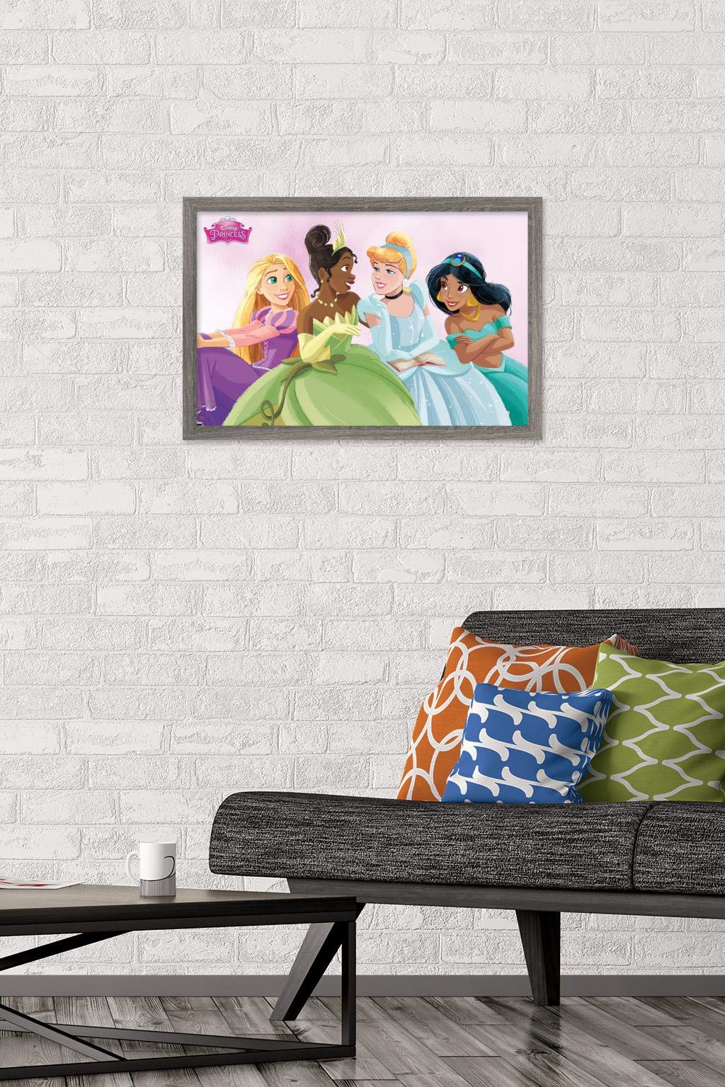 Trends International Disney Ultimate Princess Celebration-Group Wall Poster, 14.725'' X 22.375'', Barnwood Framed Version