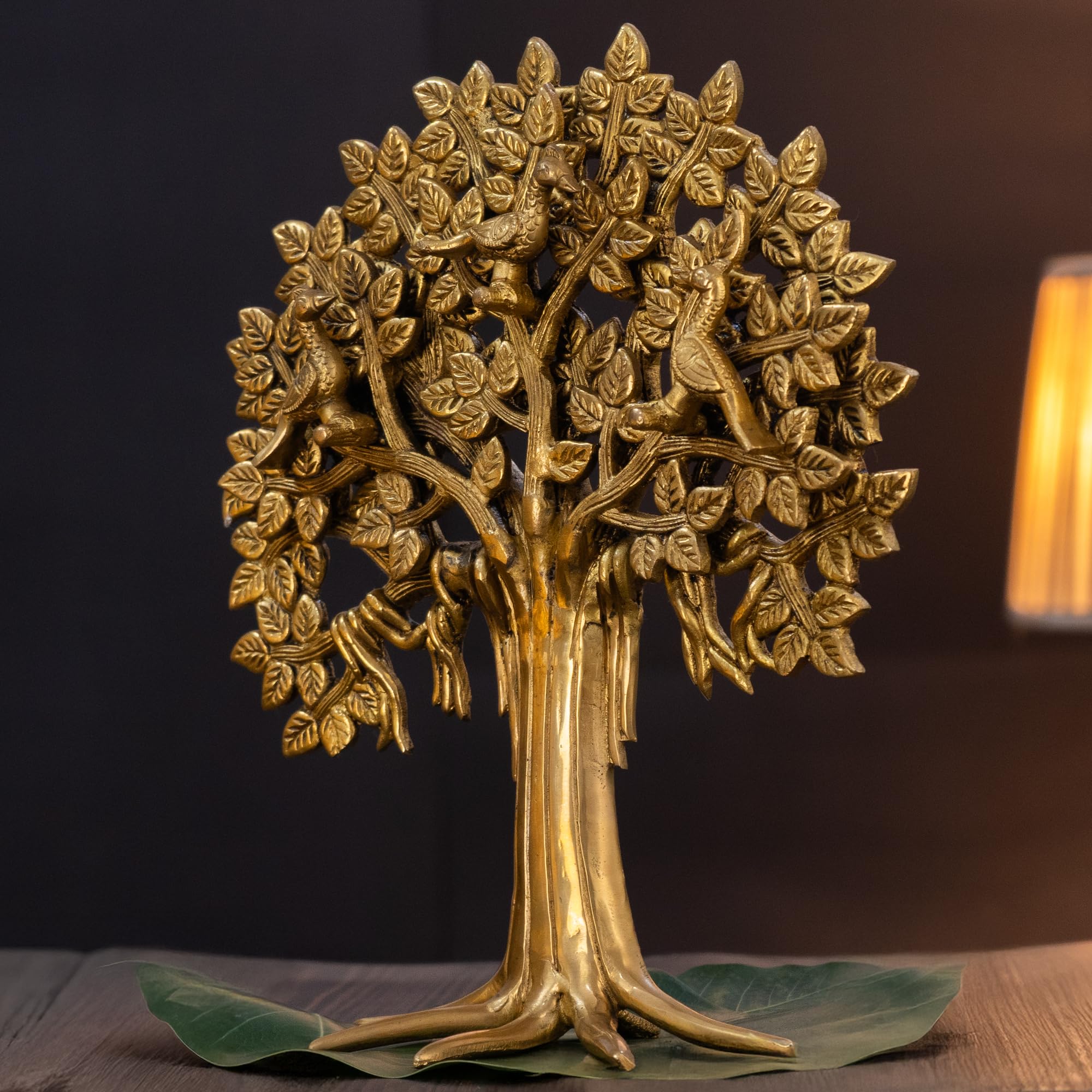 The Advitya Kalpvriksha Brass Tree Vastu Feng Shui Table Or Home Decor Showpiece Decorative Item For Wealth Good Luck Success Of