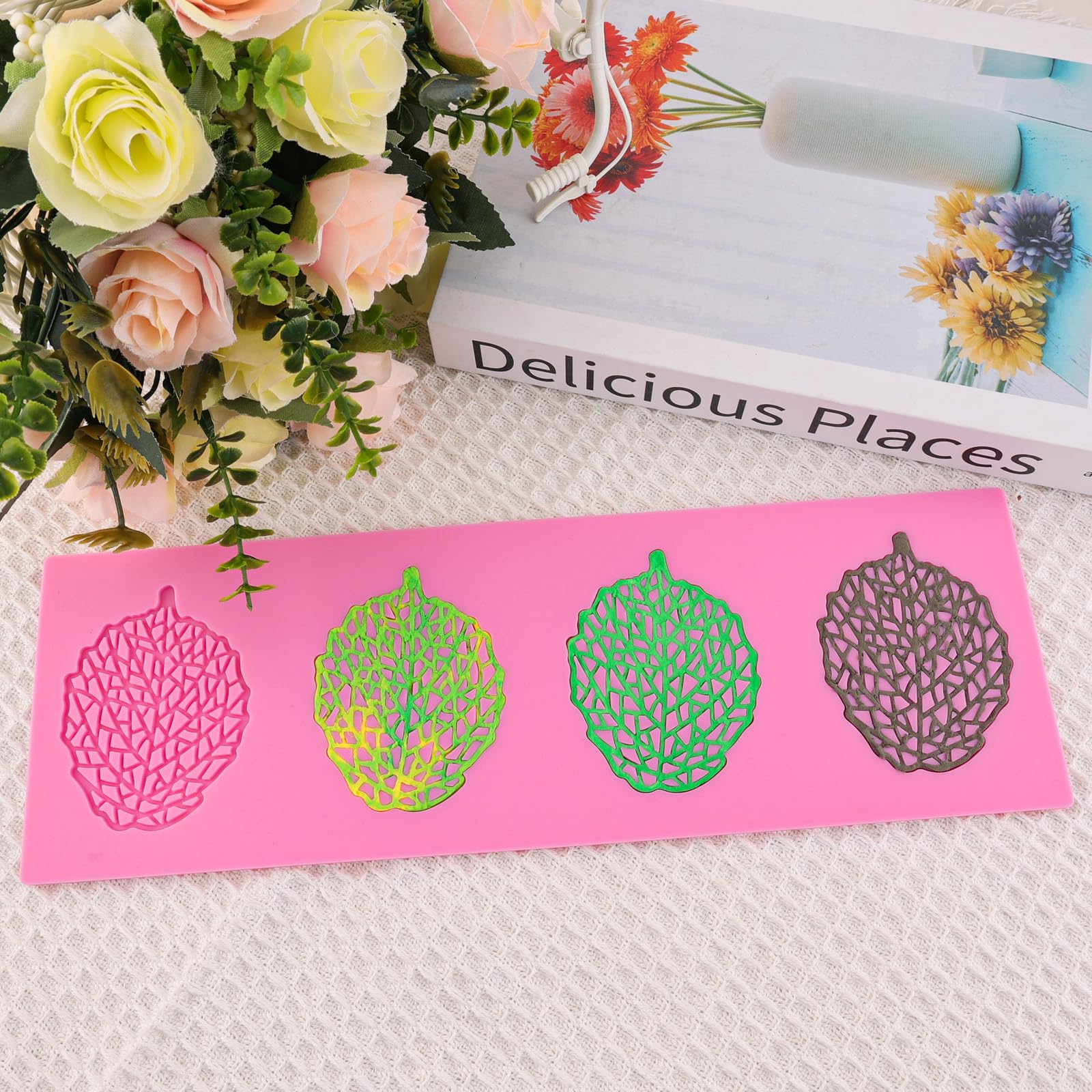 Hollow Silicone Mold 3D Leaf Silicone Candy Mold Round Leaf Shaped Lace Mat For Cake Decorating Chocolate Fondant Tuille Paste P
