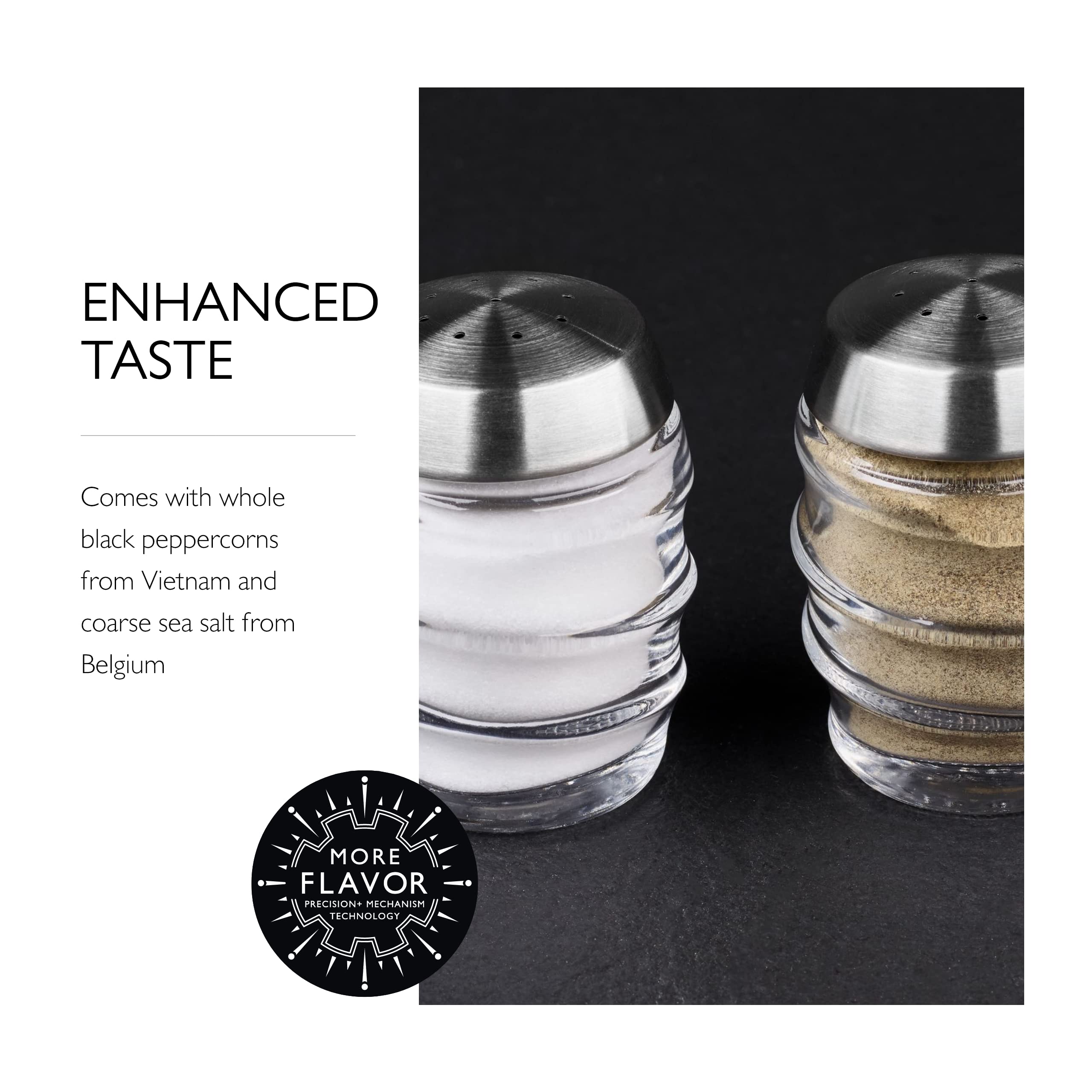 Cole & Mason Bray Salt & Pepper Shaker Set - Inverted Design - Medium Clear - Model H311833U - Hand Wash Kitchen Tools