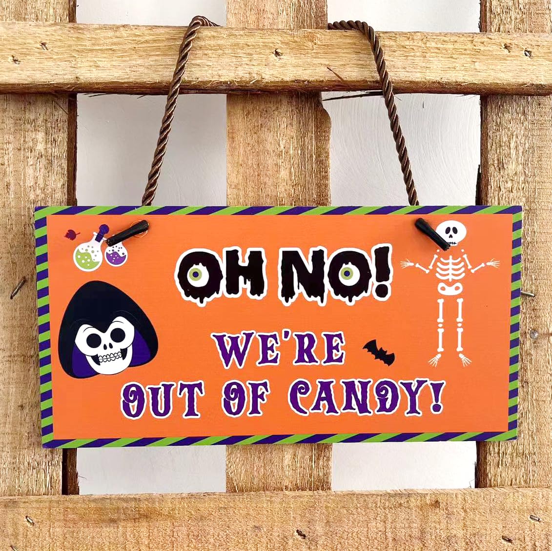 Reversible Halloween Take One/Out of Candy Unattended Candy Bowl Sign, Double-sided Print Durable Hanging PVC Signage for Trick