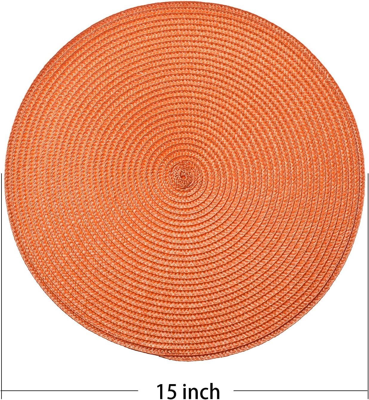Ahhfsmei Round Braided Placemats 15 Inch Round Table Mats For Dining Tables Natural Woven Heat Resistant Place Mats Set Of 8 (Or