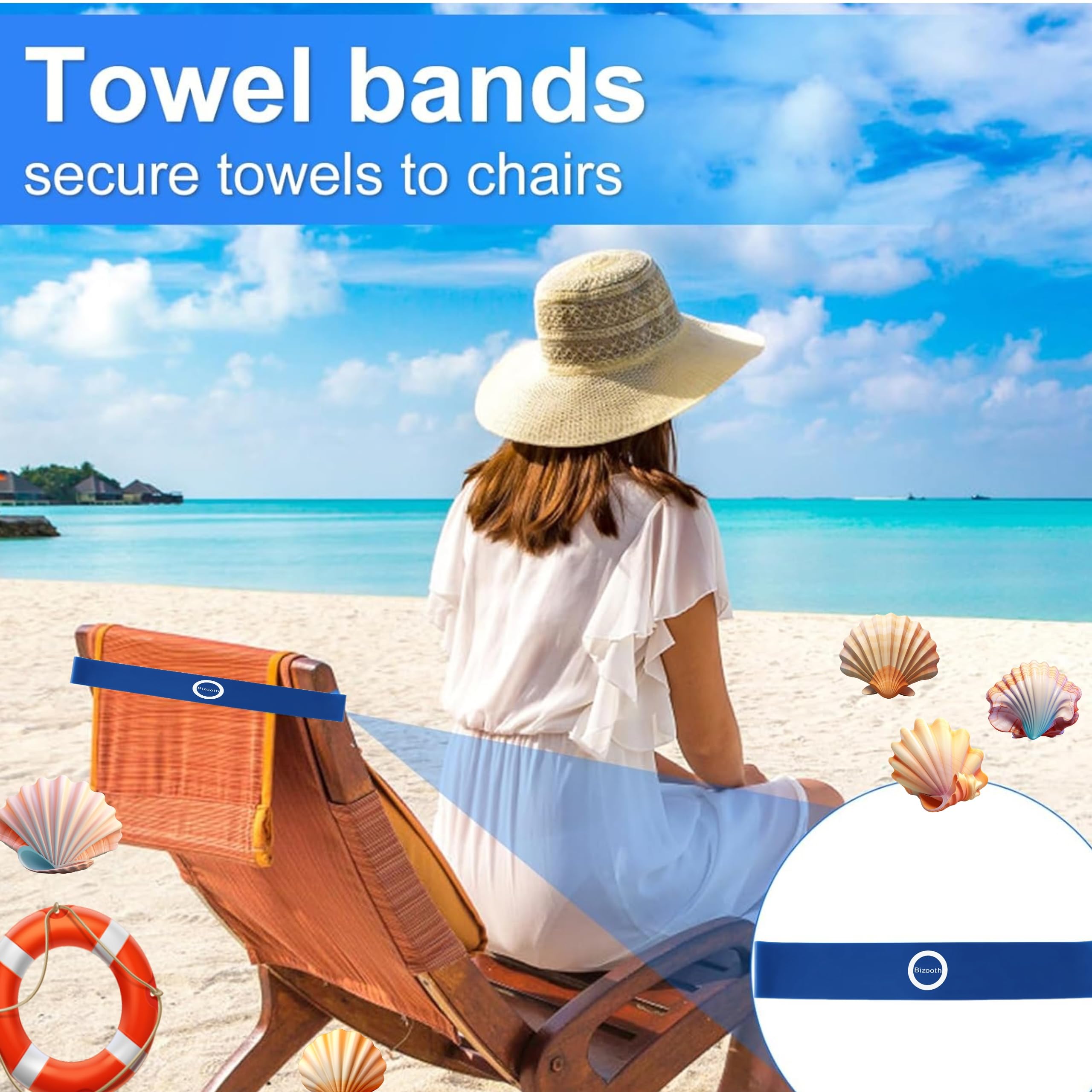 6 Pack Towel Bands For Beach,Pool Chairs & Cruise Ship Essentials,The Better Towel Chair Clips Towel Holder Beach Towel Clips(Da