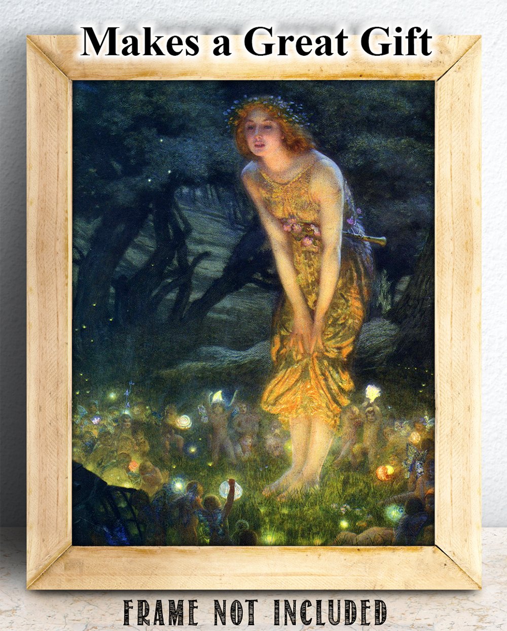 Fairy Painting Neoclassical Art Novue Print - Midsummer Eve by Edward Robert Hughes - 11x14 Unframed Poster - Perfect Vintage Home Decor and Great Gift for Those That Believe in Fairies  Magic