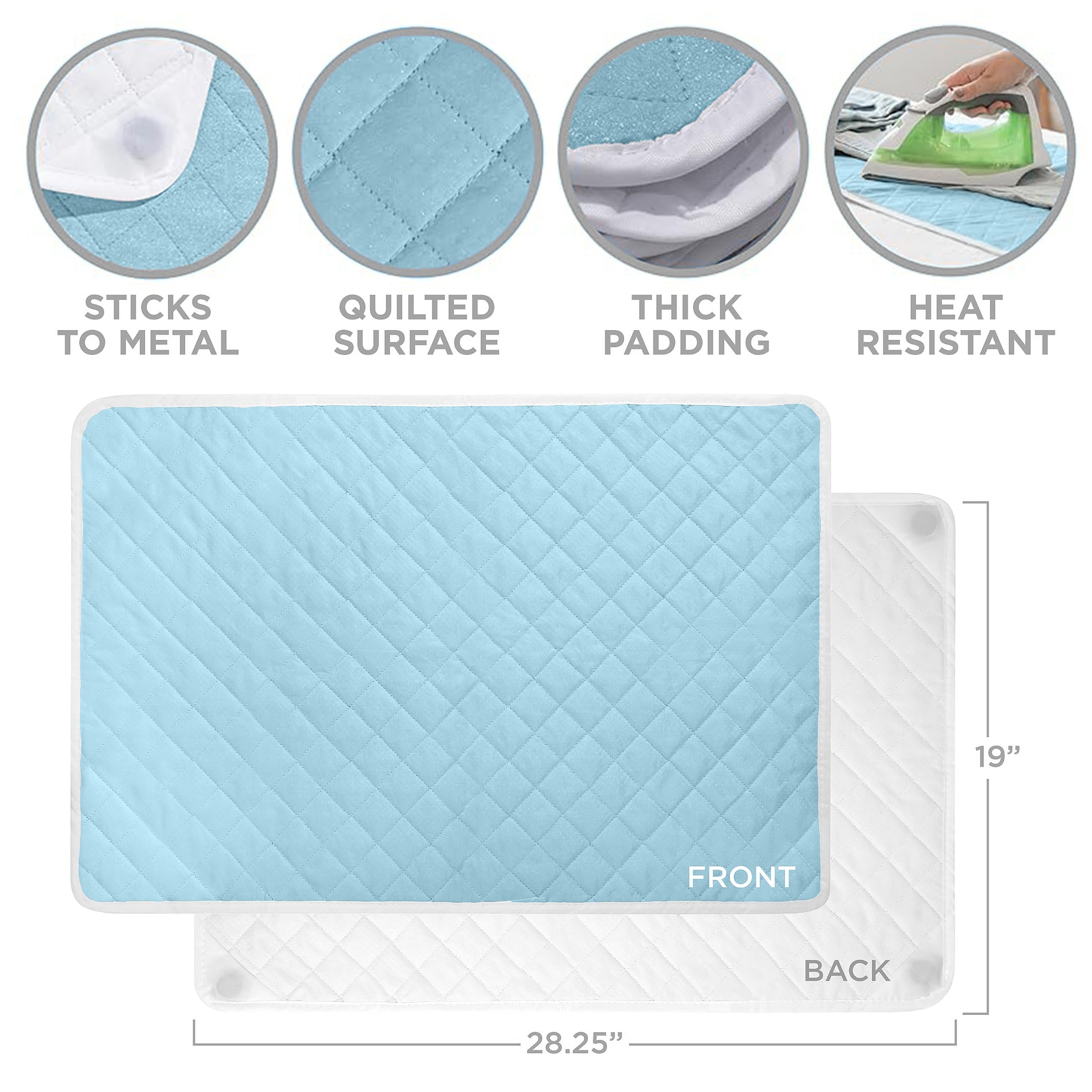 Holdn Storage Ironing Mat, Magnetic Laundry Mat, 28.25    X 19   , Blue, Quilted, Washer And Dryer Countertop, Ironing Pad