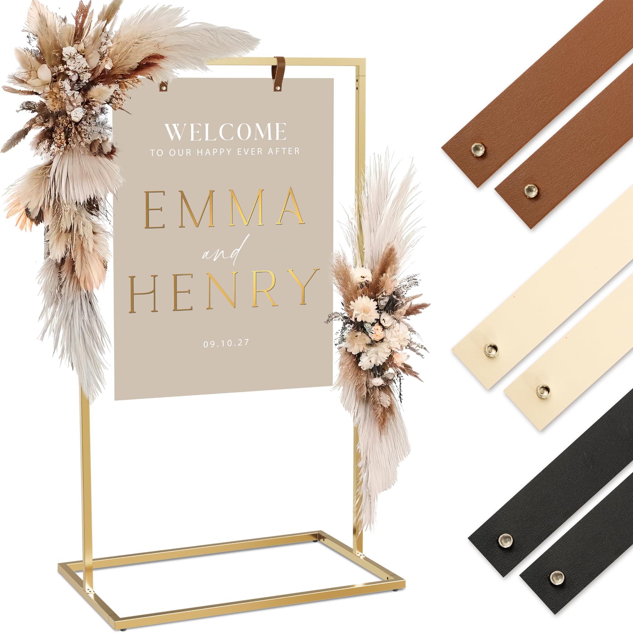 Elegant Wedding Welcome Sign Stand - Sturdy Welcome to Our Wedding Sign Holder for Seating Charts & Event Decor - A Beautiful Br