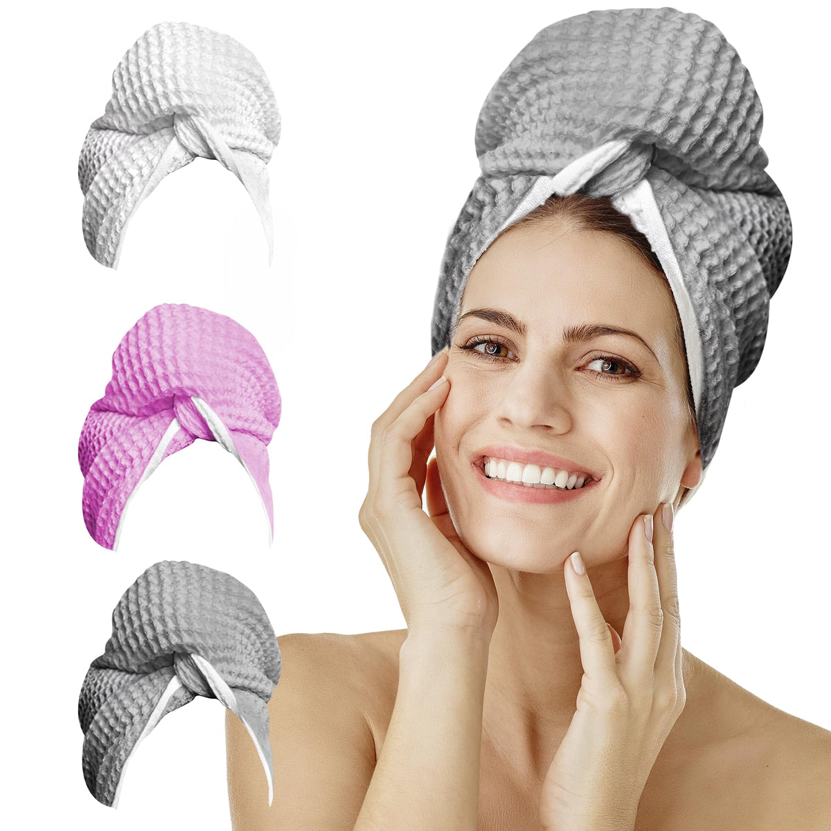 Microfiber Hair Towel Wrap for Women - Extra Large 45 x 25'' Hair Towels for Long Hair - Anti Frizz Breathable Quick Dry Towel f