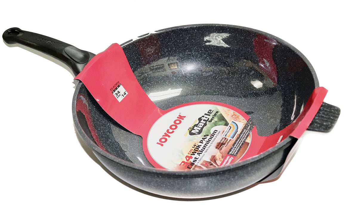 Joycook Durastone Marble Coated Cast Aluminum Nonstick Wok Pan, 14-Inch