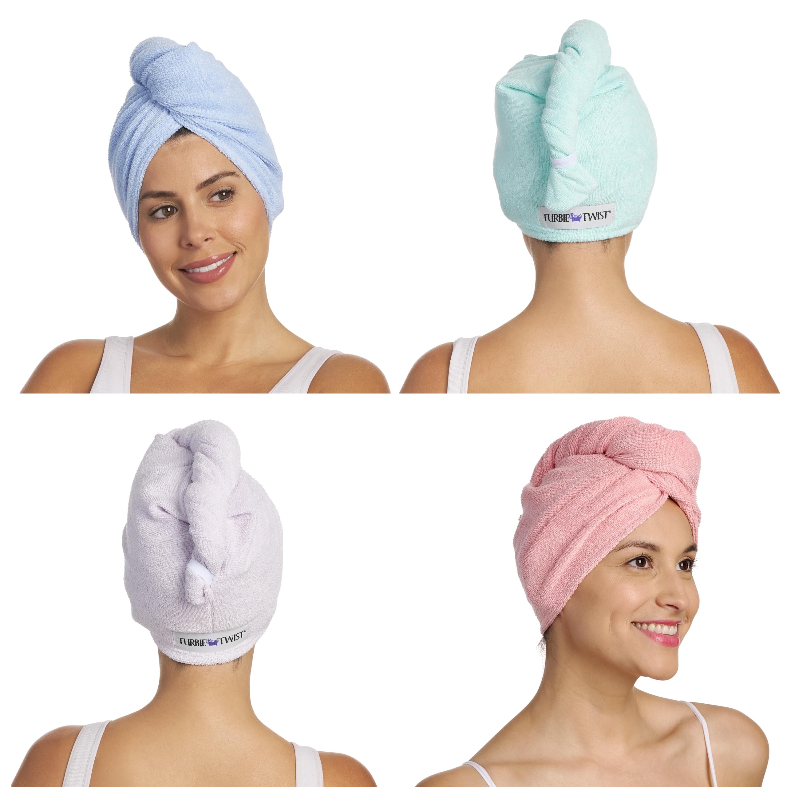 Turbie Twist Microfiber Hair Towel Wrap - for Women, Men & Kids - Travel & Bathroom Essential - Quick Dry Hair Turban for Curly,