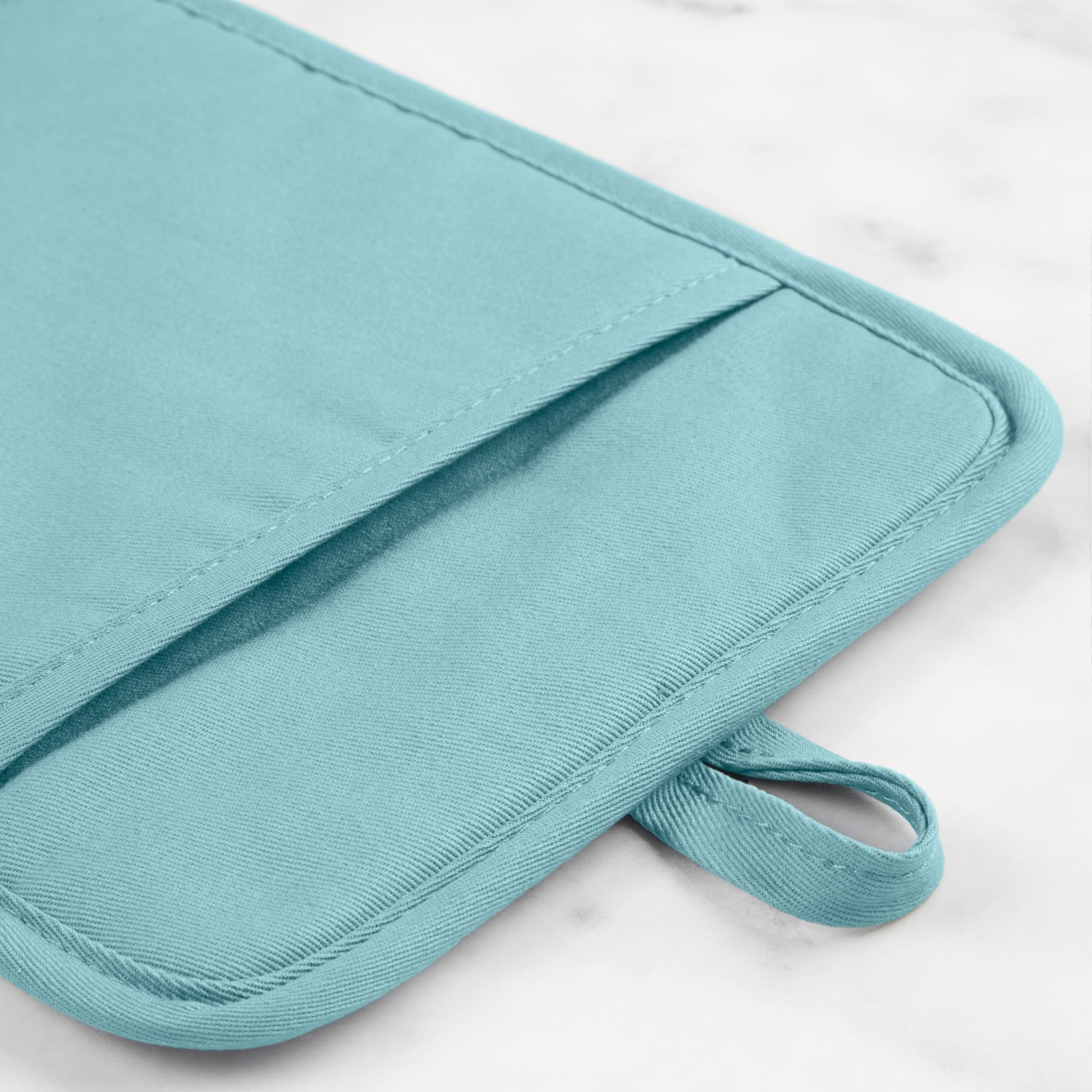 KitchenAid Ribbed Soft Silicone Pot Holder 2-Pack Set, Mineral Water Aqua, 7x9
