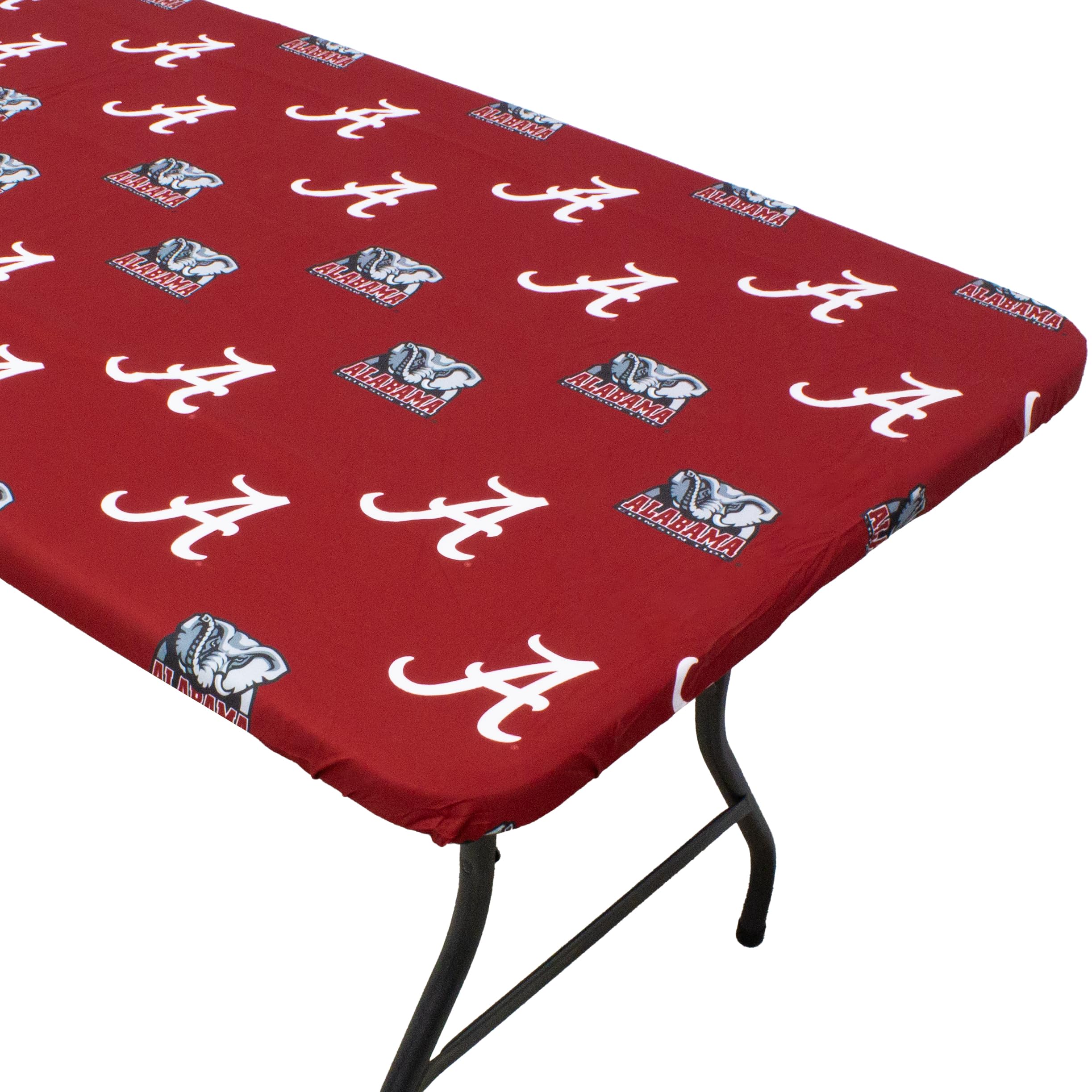 Alabama Crimson Tide Tailgate Fitted Tablecloth, 72 x 30, 6 ft Table