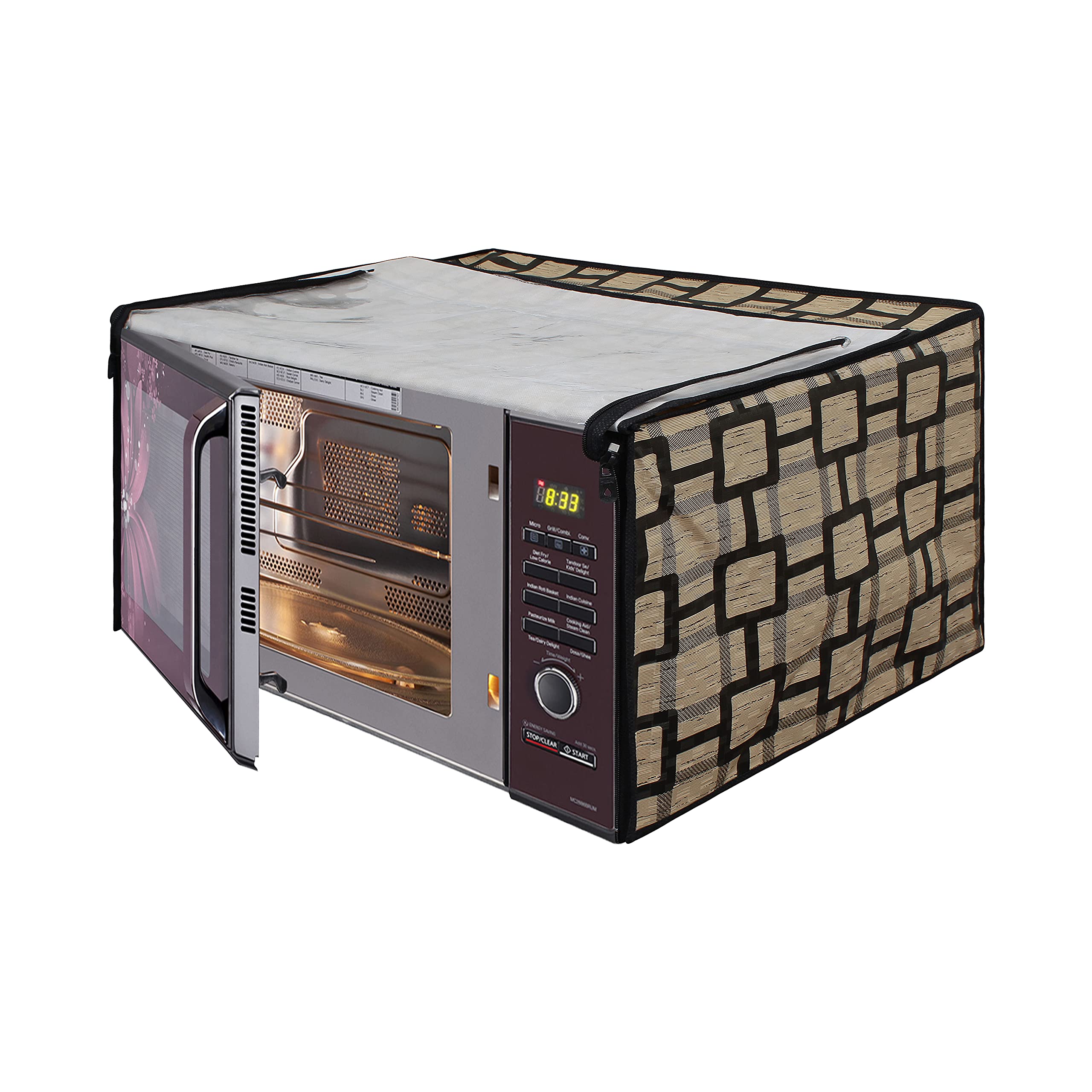 Lithara Printed Waterproof Microwave Oven Cover For Samsung Microwave Oven Cover 23 Litres Ms23F301Tak/Tl | Sams12 (Multicolor)