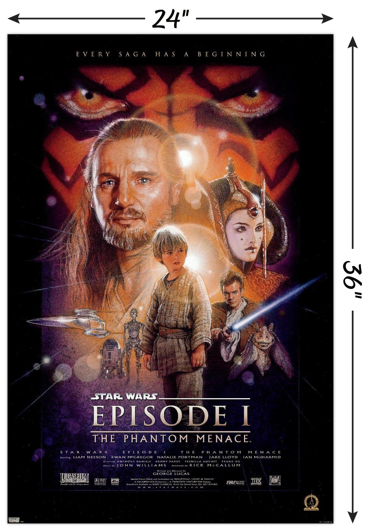 Trends International 24X36 Star Wars: The Phantom Menace - One Sheet Wall Poster, 24'' X 36'', Unframed Version