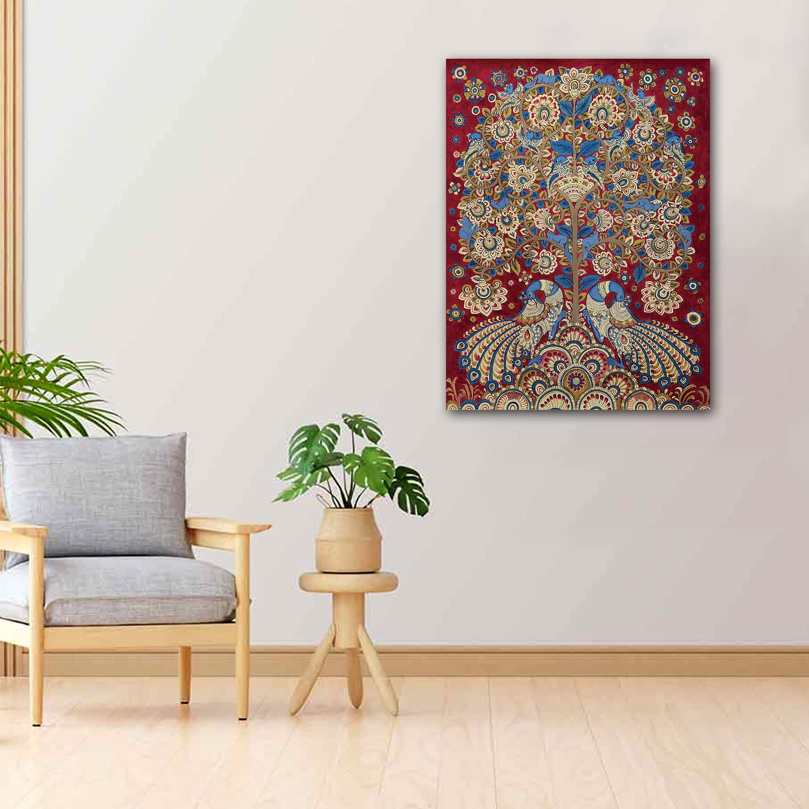 Tamatina Kalamkari Art Canvas Paintings | Celebration II| Traditional Art Paintings for Living Room | Contemporary | Modern Art