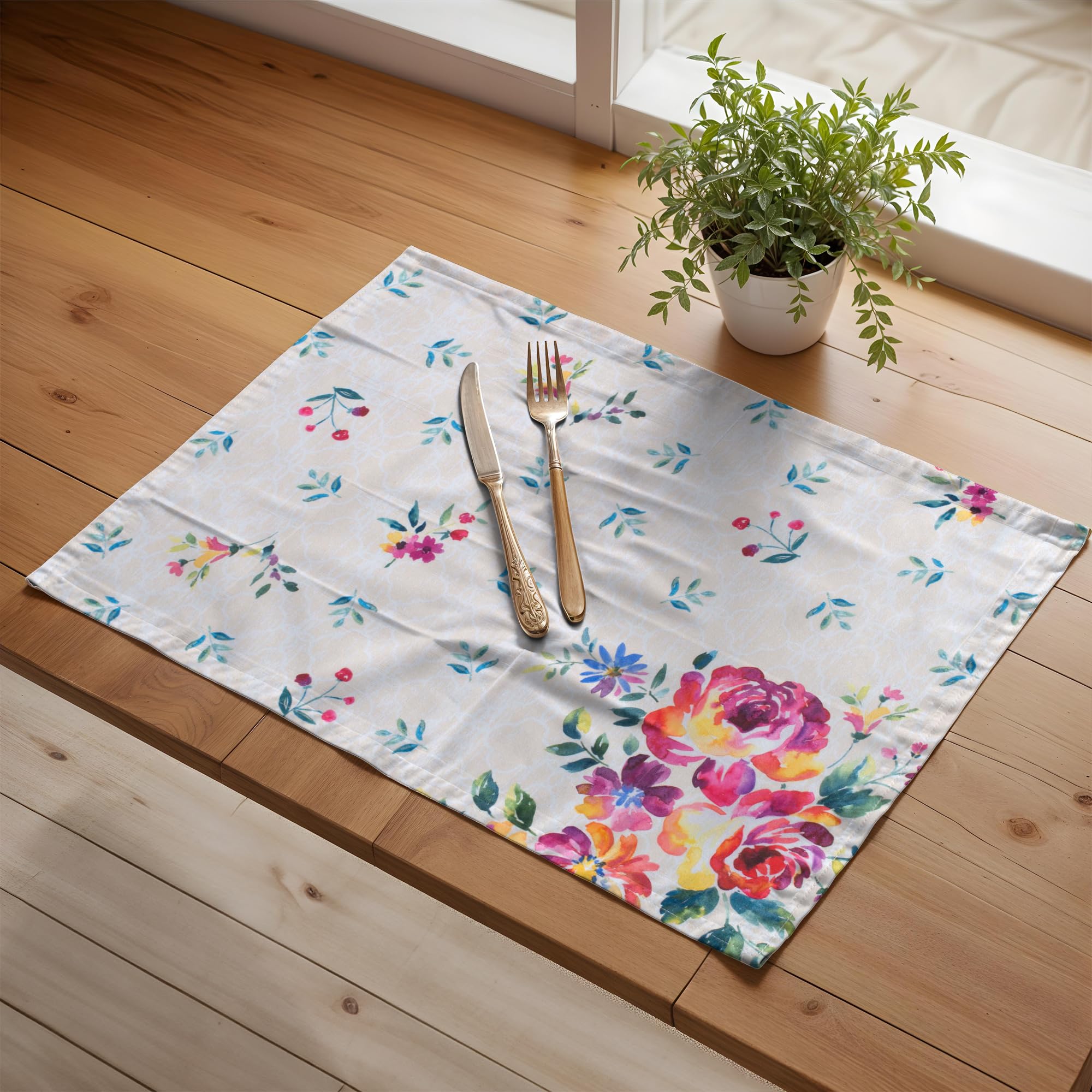 Maison D Hermine Placemats 100% Cotton Set Of 4 Dinner Placemat, Decorative Washable Cloth Placemat, Dining, Buffet Parties & Ca