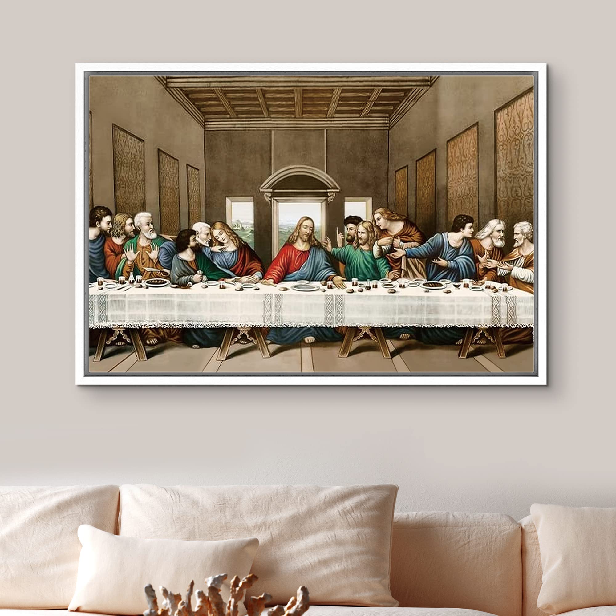 Idea4Wall Framed Canvas Print Wall Art The Last Supper By Leonardo Da Vinci Coastal Historic Illustrations Renaissance Tradition