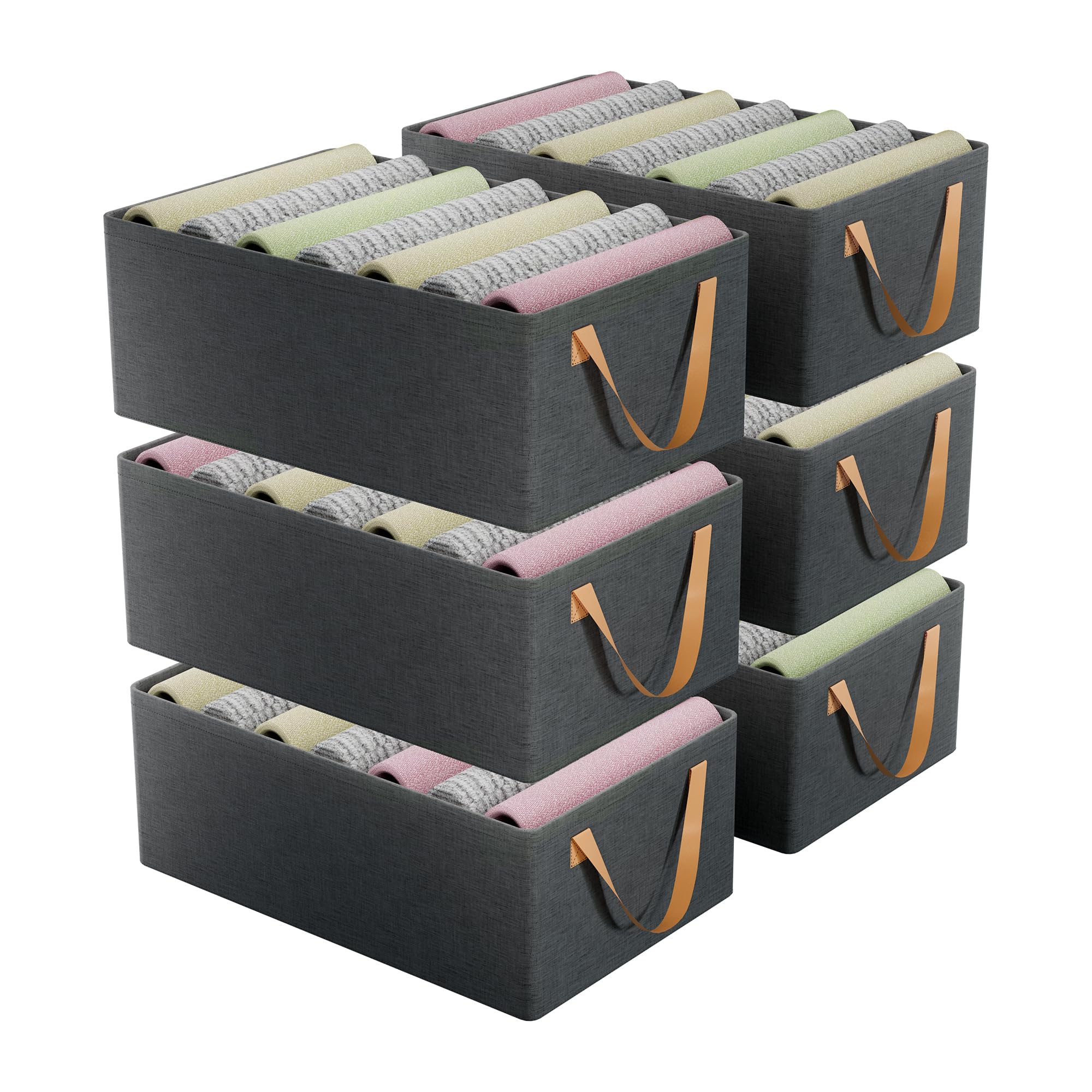 Kuber Industries Pack Of 6 Foldable Cloth Organizer For Storage With Steel Frame & Sturdy Handles | Durable & SpaceSaving Dress