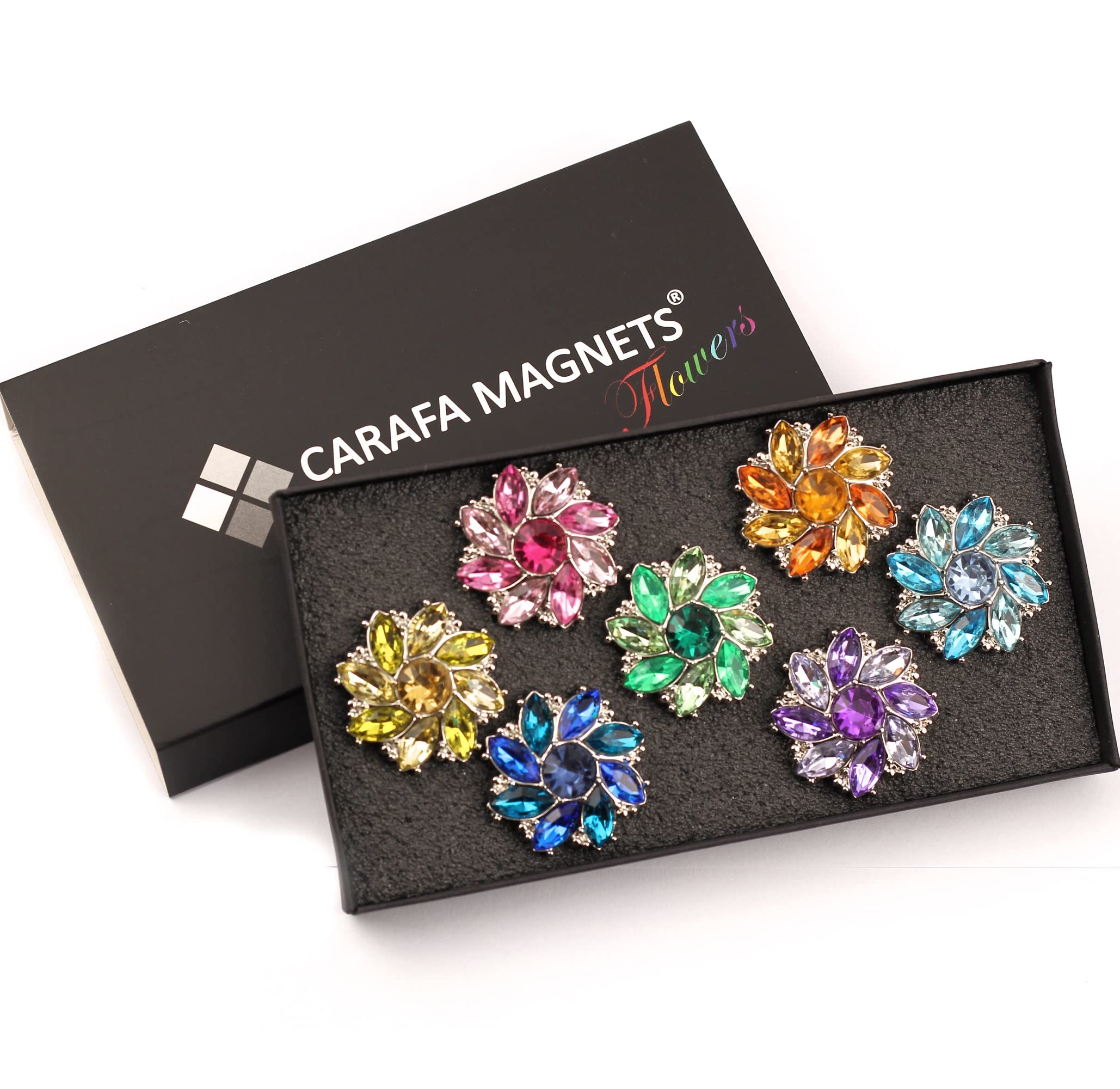 Pretty Flower Magnets 7-Pack - Cute Magnetic Home Or Office Decor - Colorful Decorative Fridge Locker Whiteboard Magnets - Gift