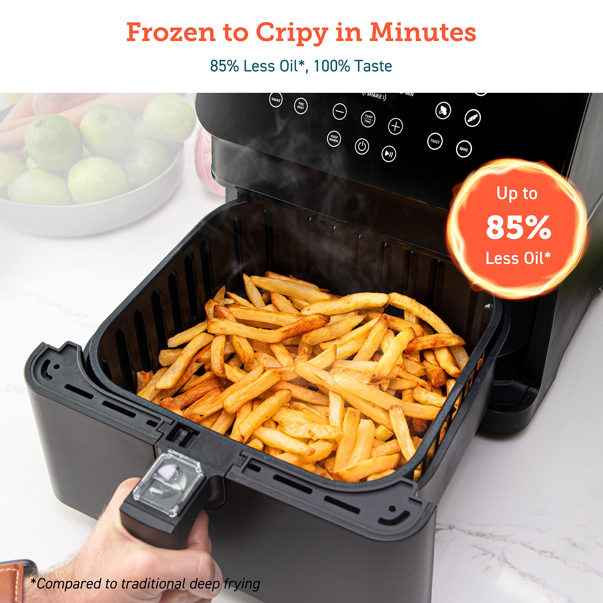 COSORI 12-in-1 Air Fryer, 5.8QT Non-Stick, Black, Model CP358-AF, Fast Cook for Main & Side Dishes, Dishwasher Safe Basket