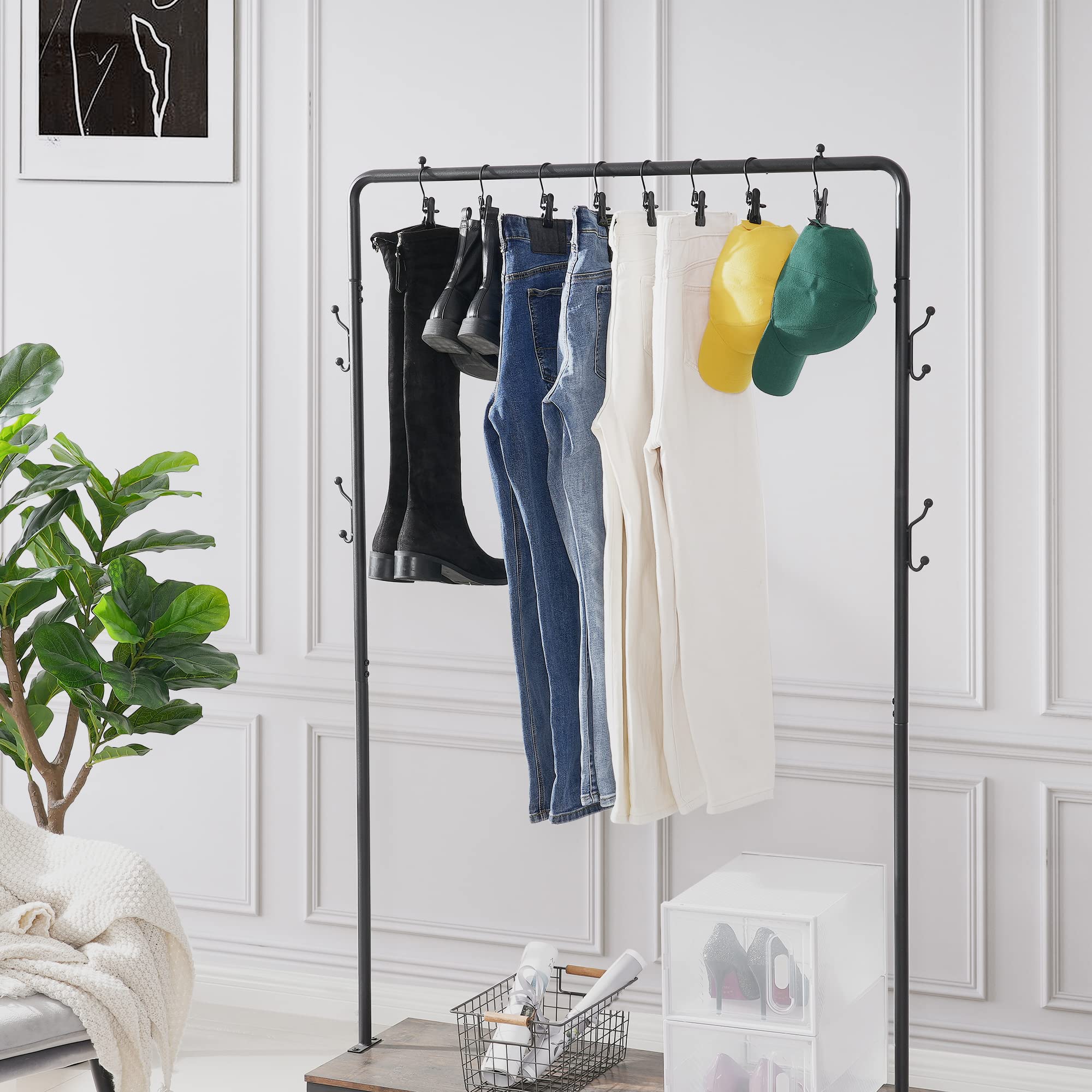 Bewishome 50 Pcs Boot Hangers For Closet, Laundry Hooks With Clips, Boot Hanging Hold Clip, Clothes Pins, Space Saving Portable