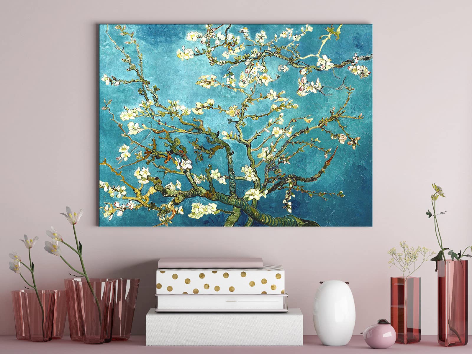 Wieco Art Flowers Paintings Canvas Wall Art For Living Room Bedroom Home Office Decorations Large Almond Blossom By Vincent Van