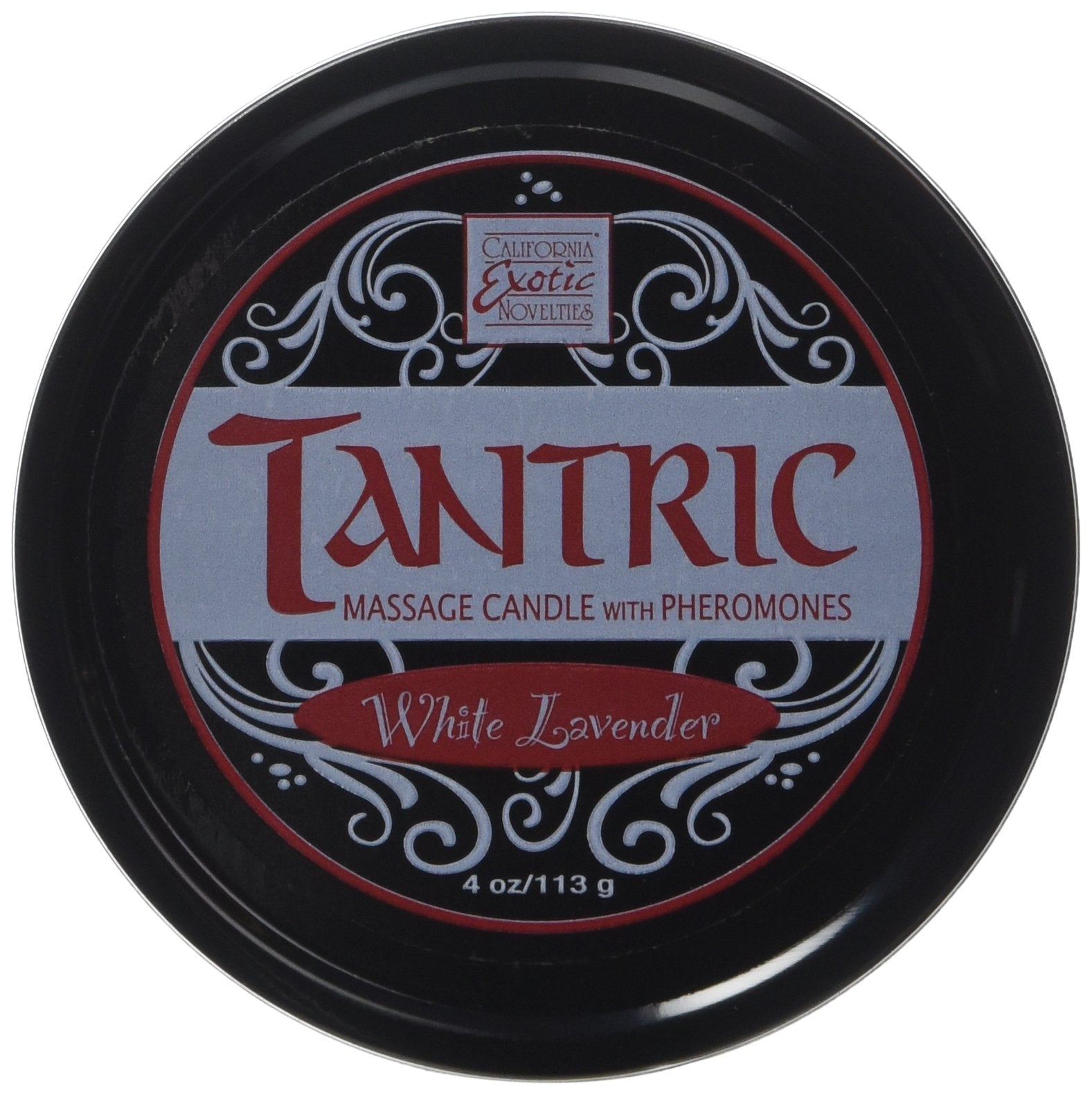California Exotic Novelties Tantric Soy Massage Candle With Pheromones White Lavender, Black