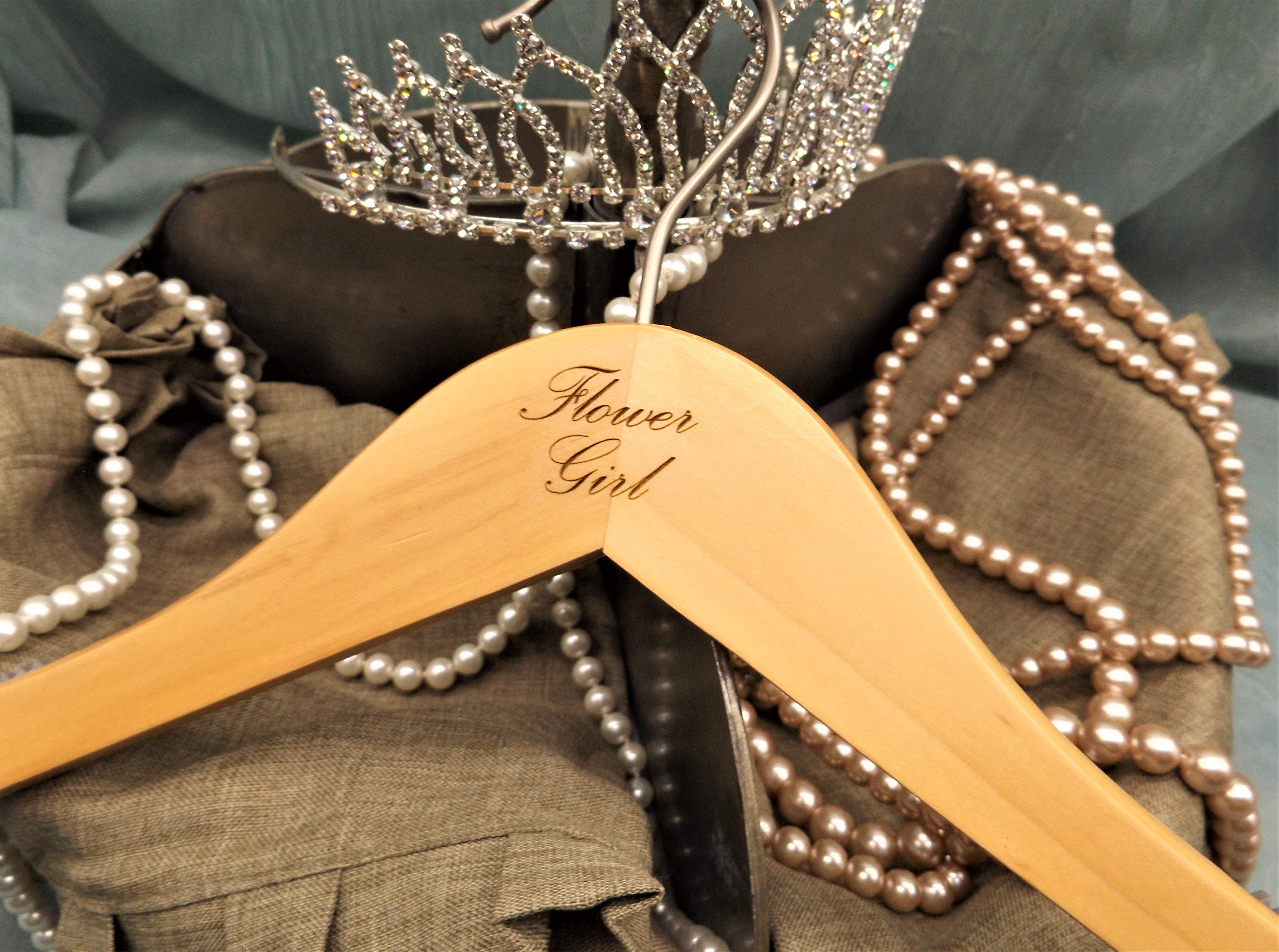 Nahanco Fg20014Eng Bridal Hanger, Natural Wood Hanger Engraved With (Flower Girl), 14    (1 Piece)