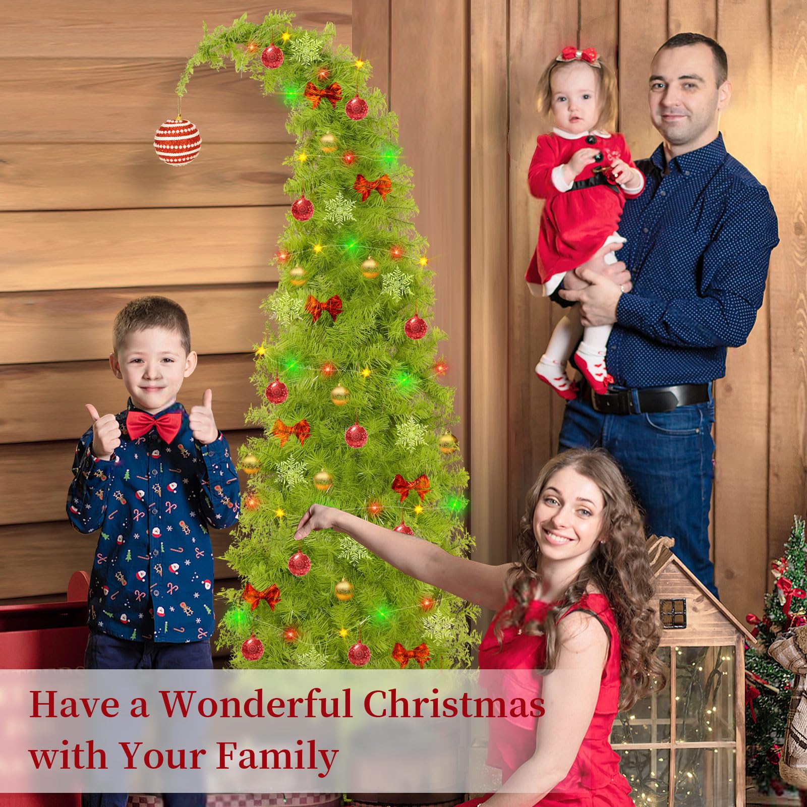 Christmas Tree 6FT with Flexible Branches - Whimsical Design Perfect for Yard, Includes Sturdy Stand for Outdoor & Indoor Use