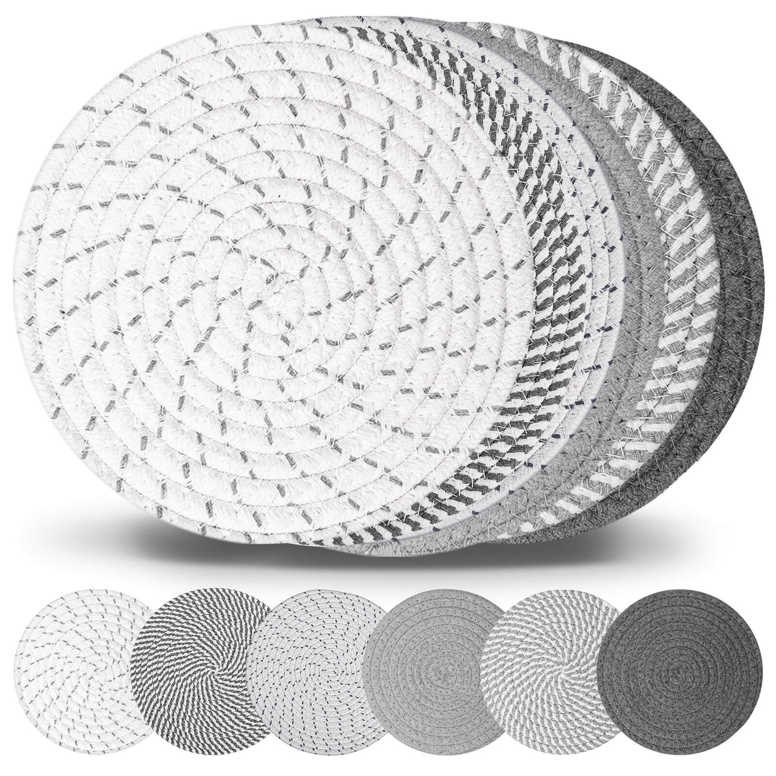 Billbotk 10 Trivets for Hot Dishes, Hot pots and Pans, Set of 6, Heat Resistant Pot Holders for Kitchen, Hot Pads for Counterto