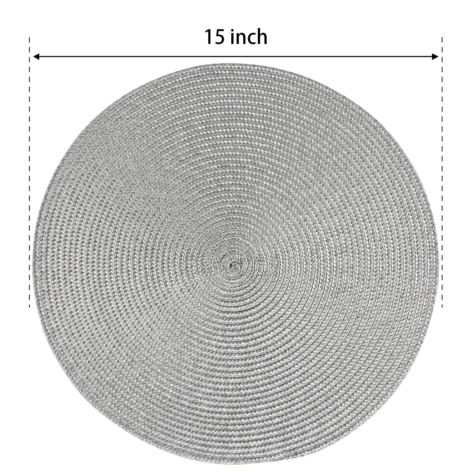Funwheat Round Braided Placemats Set Of 8 Place Mats For Dining Table Woven Washable Non-Slip Table Mats 15 Inch(Grey,8Pcs)