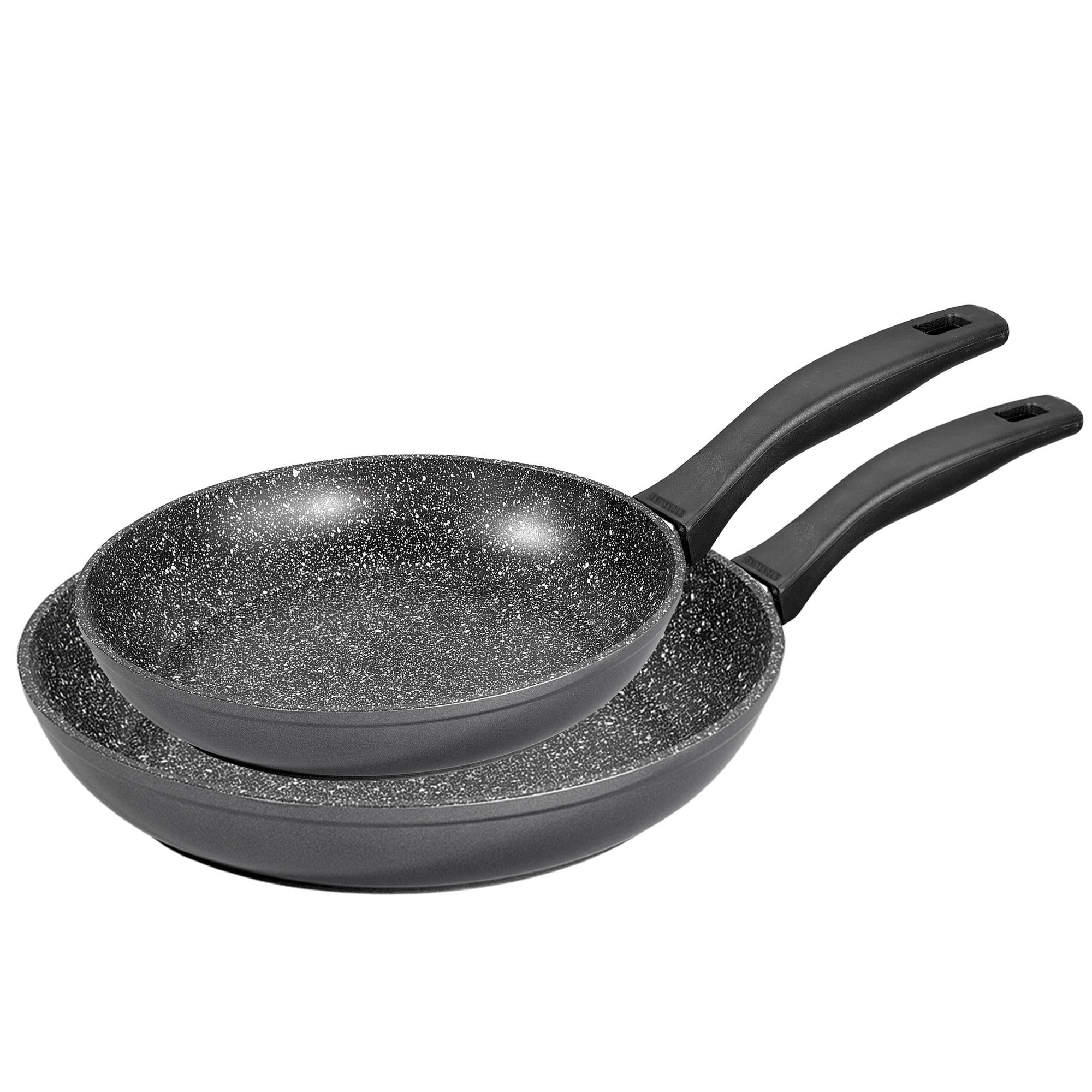 Stoneline 6937 Set of 2 Frying Pans Aluminium 24 cm/28 cm/with Excellent Non-Stick Coating with No Lid Also Suitable for Inducti