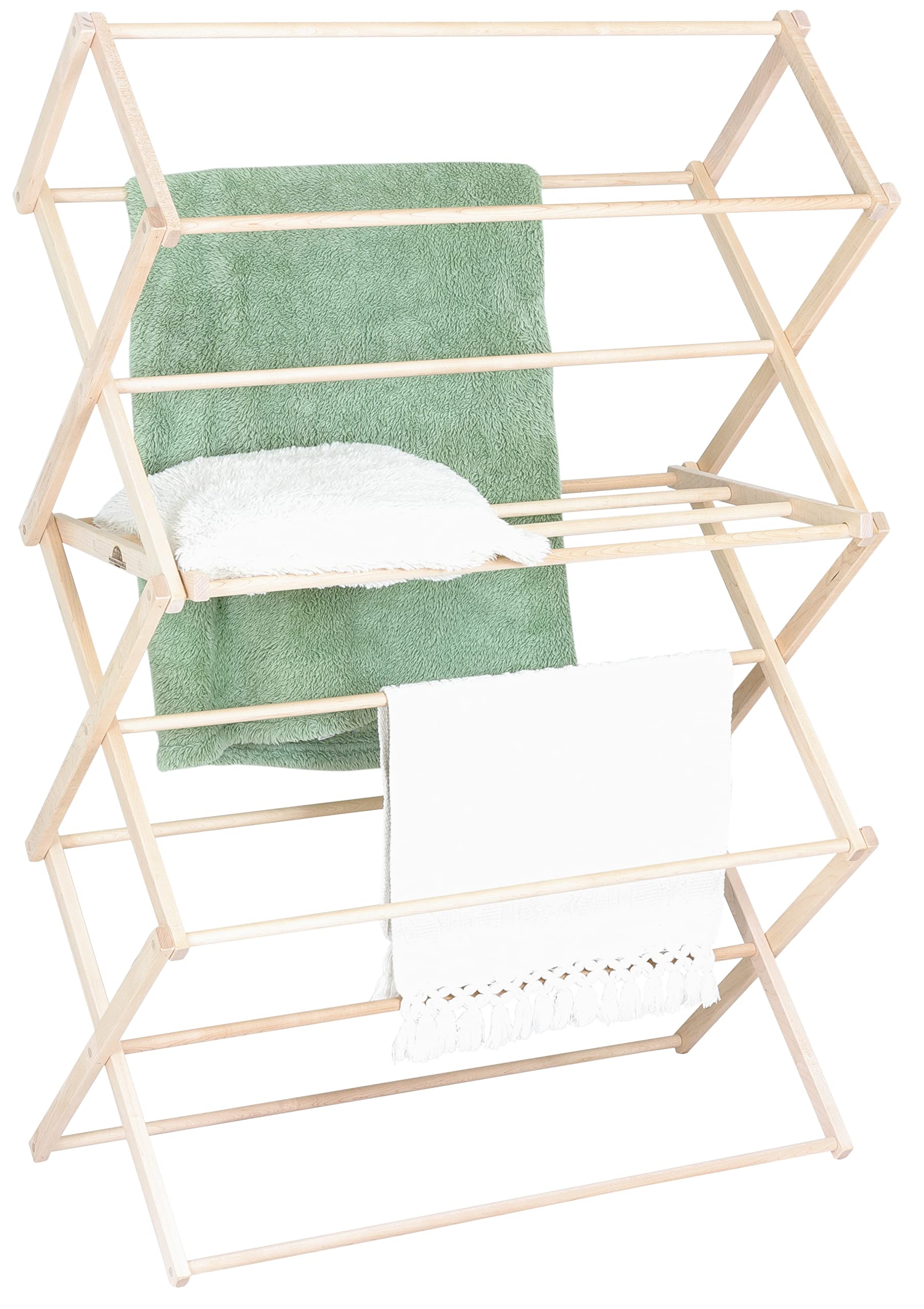 Pennsylvania Woodworks Clothes Drying Rack: Solid Maple Hardwood Laundry Rack For Bedding, Blankets, Towels & More, Heavy Duty,
