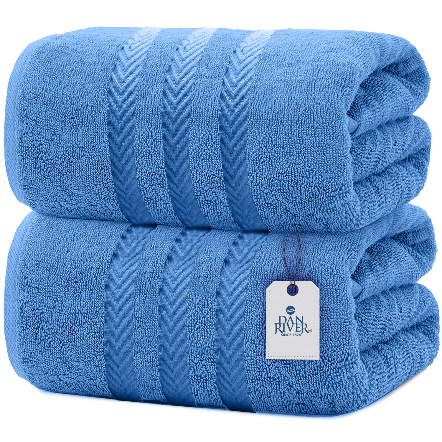 Dan River Bath Sheets Set Of 2 - 550 Gsm Ultra Super Soft & Highly Absorbent Sheets - 100% Cotton Jumbo Large Bath Towels For Ho