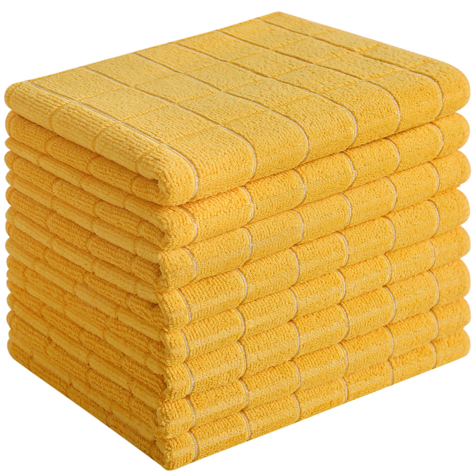 Microfiber Dish Towels - Soft, Super Absorbent and Lint Free Kitchen Towels - 8 Pack (Lattice Designed Yellow Colors) - 26 x 18 