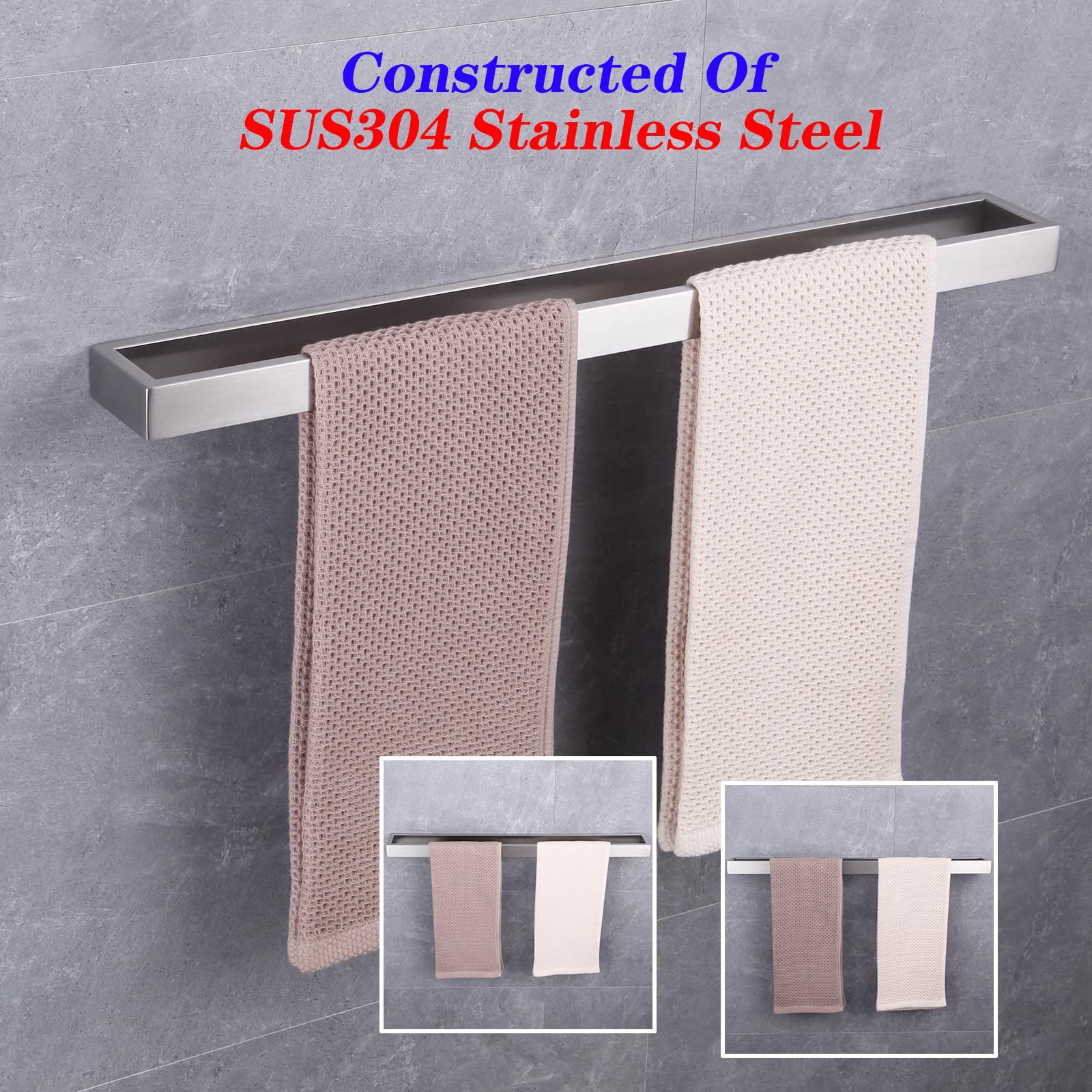 GERZWY 36-Inch Bathroom Towel Bar Stainless Steel Bath Towel Bar Modern Style Wall Mount Brushed Finish