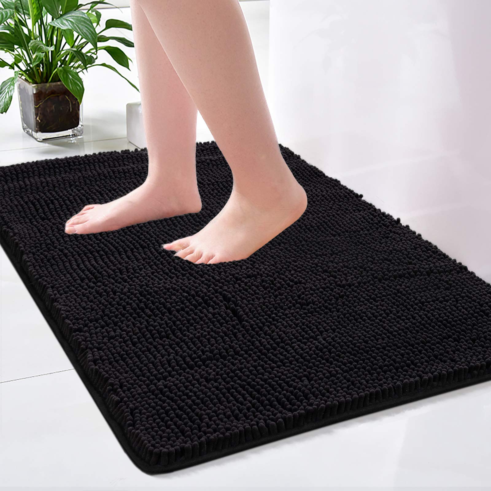 Noahas Bath Rugs 24'' x 36'' Bathroom Rug  Soft Luxury Chenille Bathroom Mats  Non-Slip and Absorbent Throw Rugs for Bath Tub  Plush Microfiber Shower Rug Machine Washable Floor Carpet  Grey