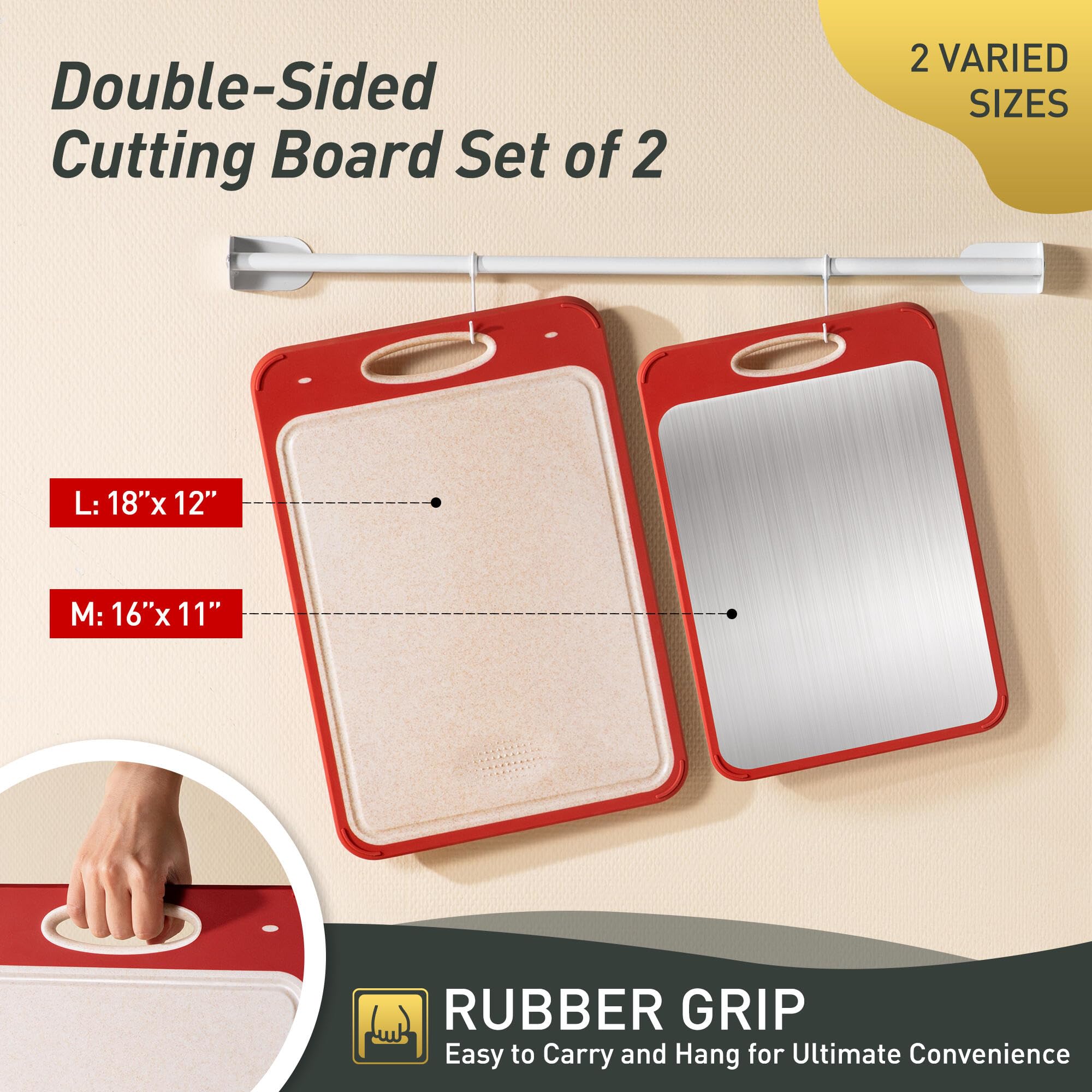 2 in 1 Stainless Steel Cutting Board with Handle 2 Packs Grandma Christmas Xmas Birthday Mother Gifts Ideas Grandmother Gigi Gra