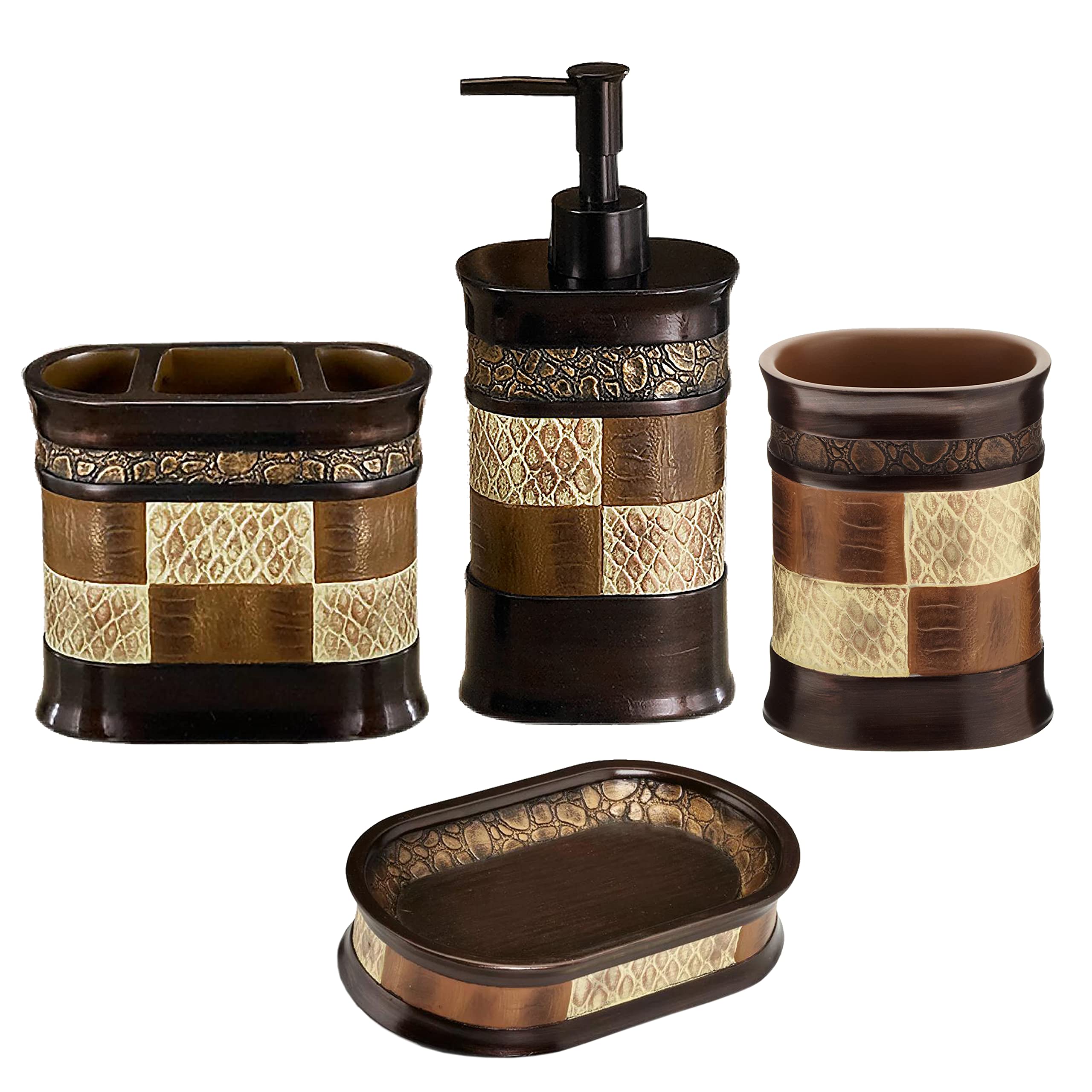 Zahari Home 4Pc Zambia Stylish Bathroom Accessories Set Soap Pump, Tumbler, Tooth Brush Holder And Soap Dish Modern Classic Luxu