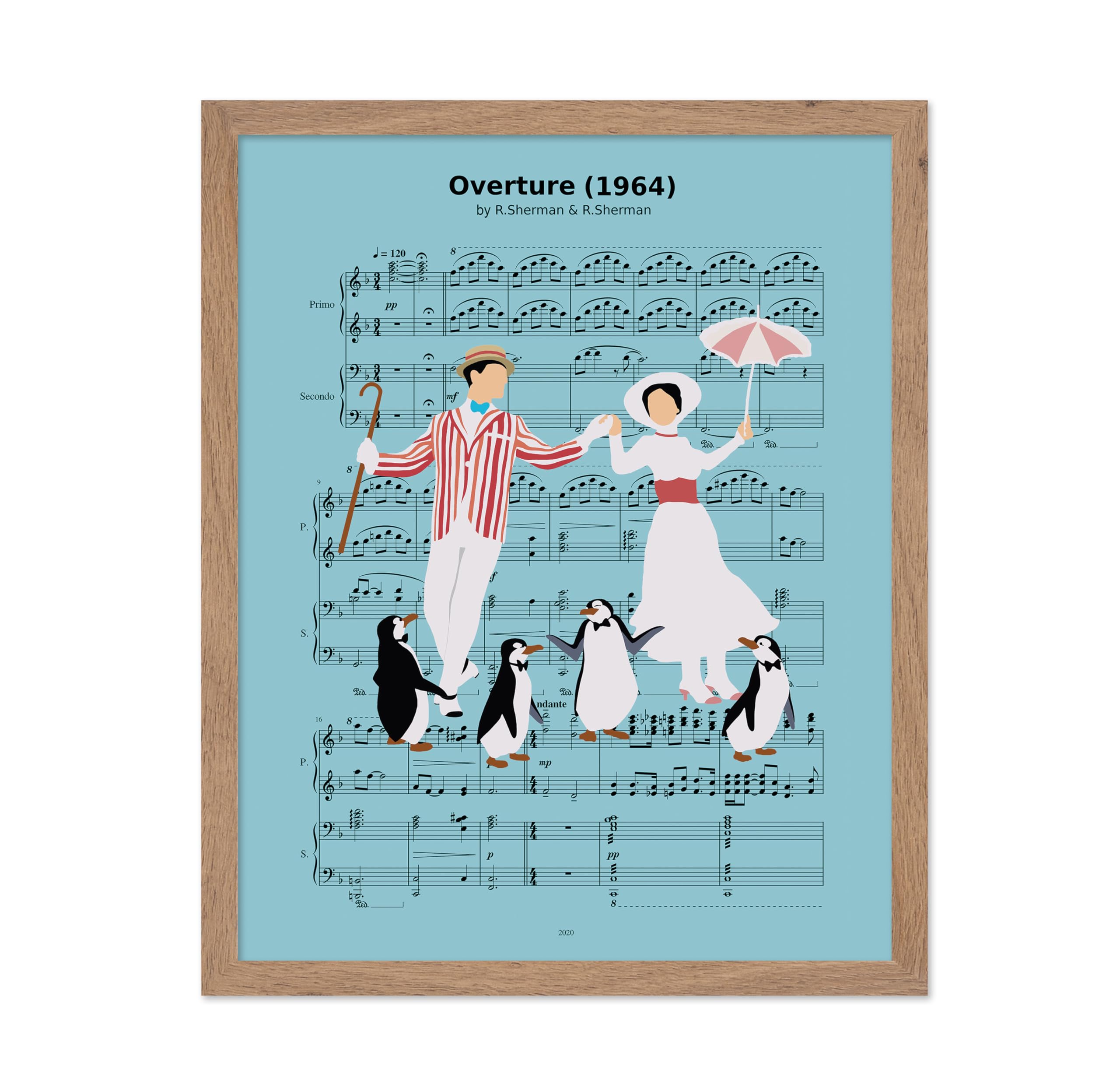 Poster Master Overture Poster - Overture Sheet Music Print - Musical Movie Art - Penguin Art - Gift for Him, Her, Musician, Love