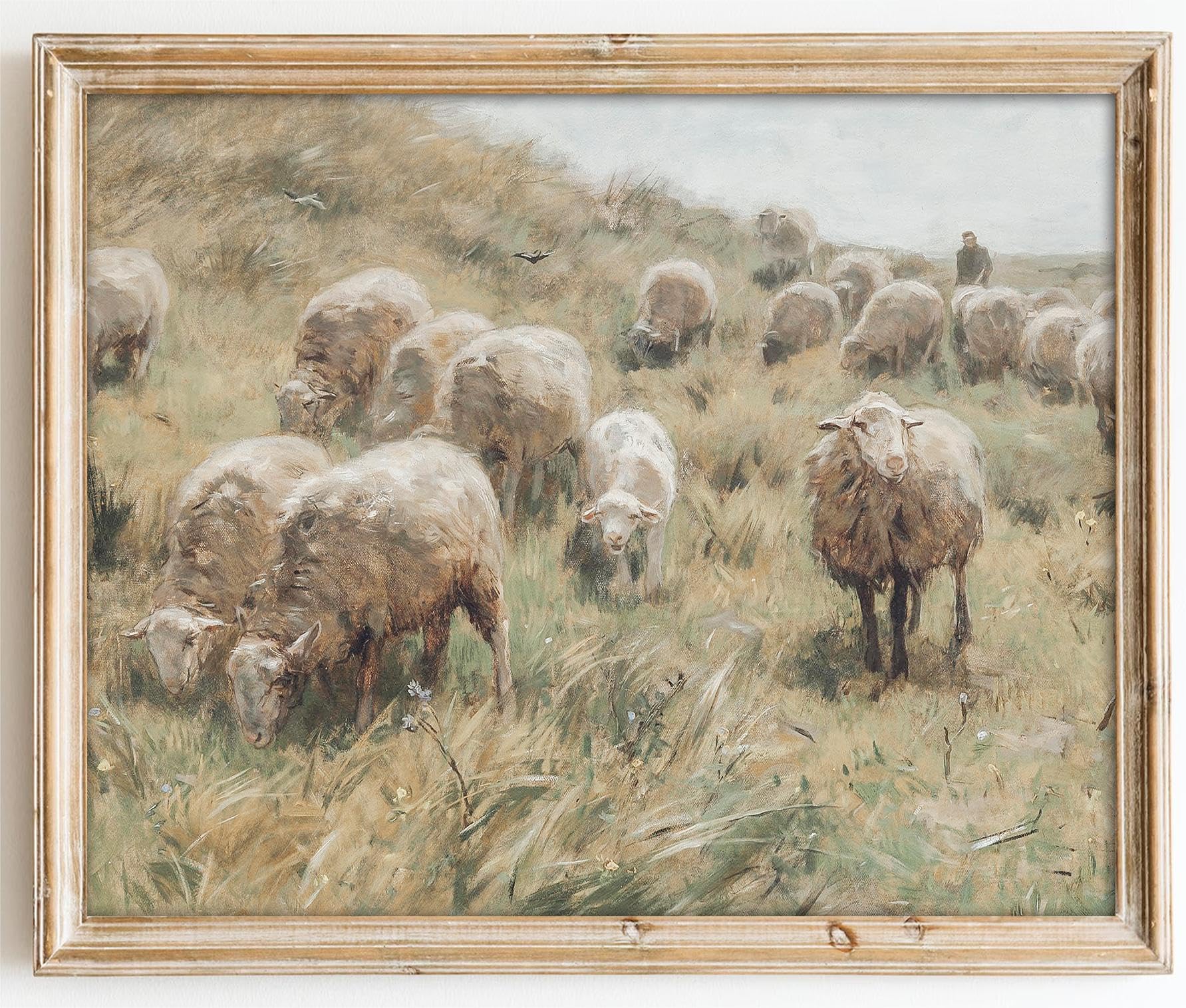 Vintage Wall Art, Vintage Art Prints For Wall Decor Farmhouse Wall Art Sheep Canvas Painting, Vintage Wall Pictures For Gallery