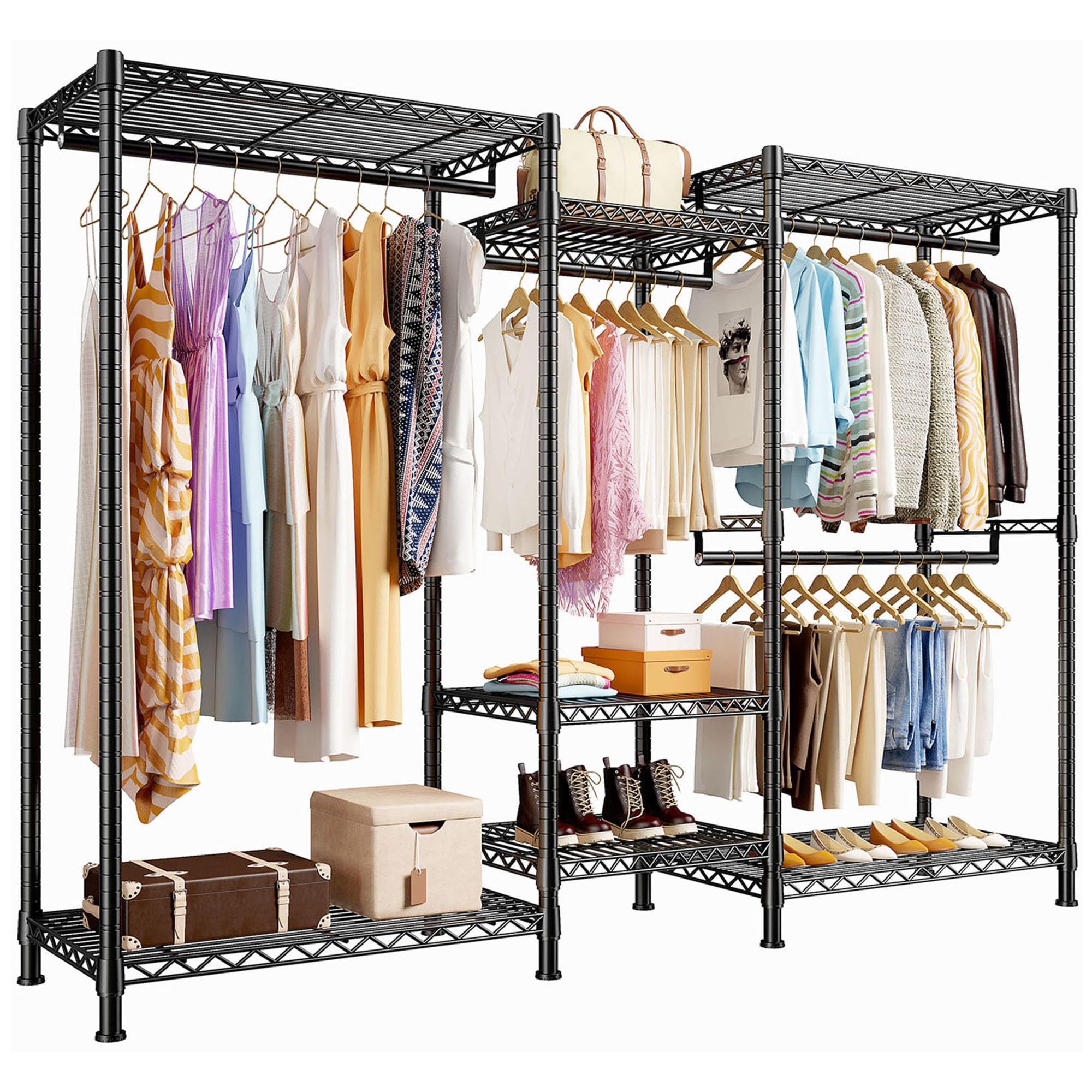 Raybee Clothes Rack Heavy Duty Clothing Racks For Hanging Clothes Adjustable Clothing Rack Portable Clothes Racks For Hanging Cl